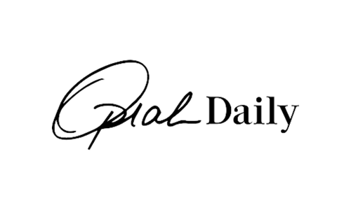 Logo with the word 'Oprah Daily' in a cursive and serif font.