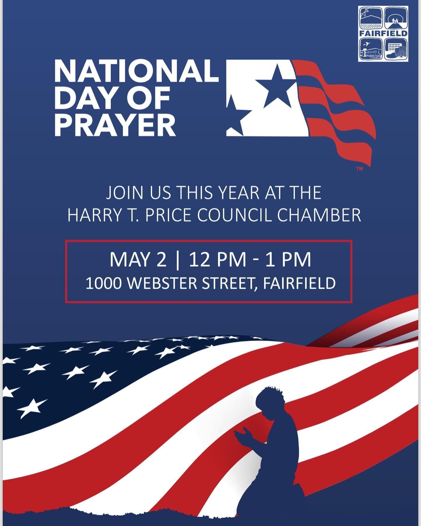 We&rsquo;re participating in the #nationaldayofprayer this Thursday. All are invited to join in person at the Civic Center or wherever you are. 
.
#prayerworks 
#solanochristianacademy 
#privateeducation
#fairfieldca #solanocenter