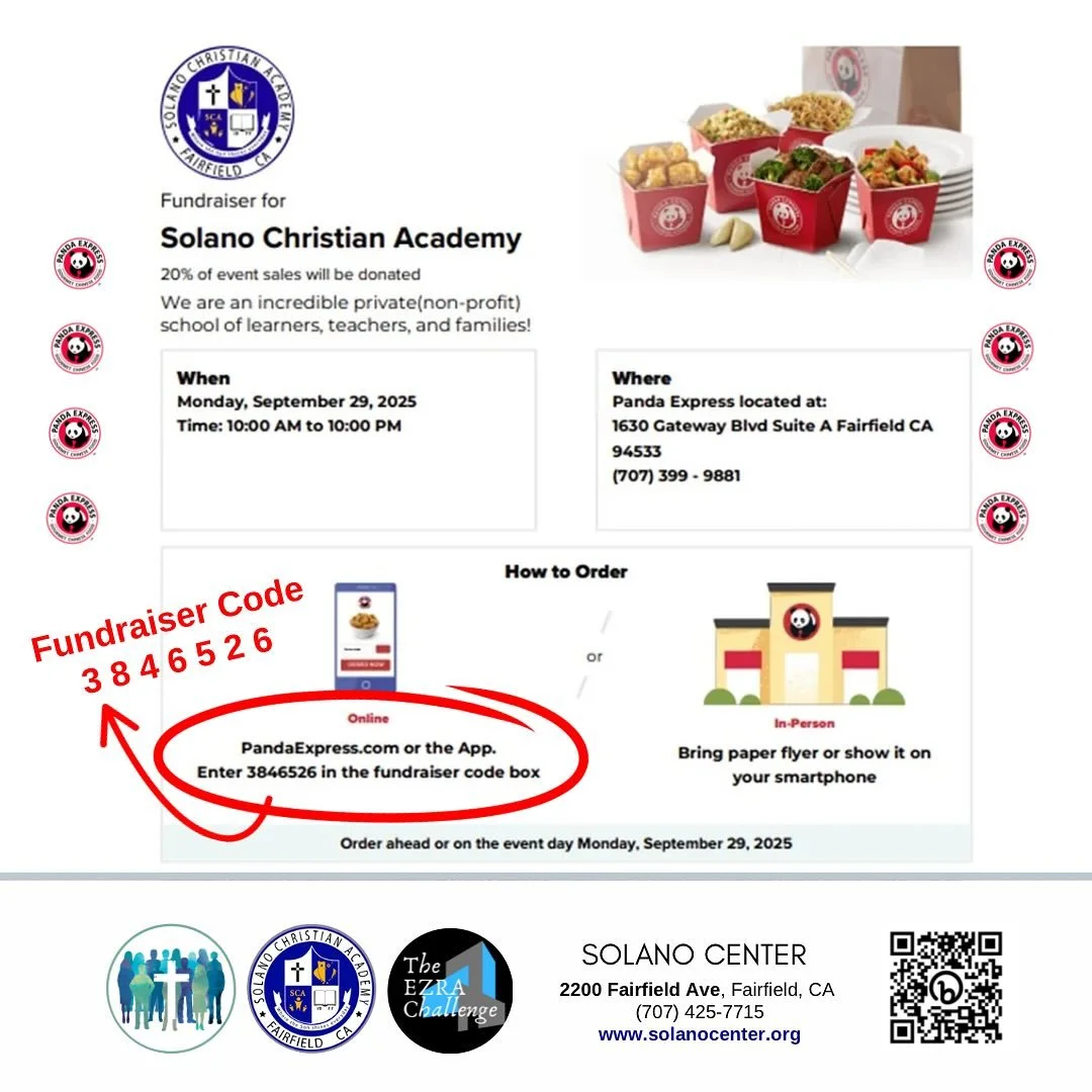 Dine and Donate Monday, 9/29 from 10 am to 10 pm. PANDA EXPRESS on Gateway in Fairfield. Get a fabulous meal and support us at the same time. It’s a win/win.
pandaexpress
.
#solanochristianacademy 
#privateeducation
#fairfieldca #solanocenter