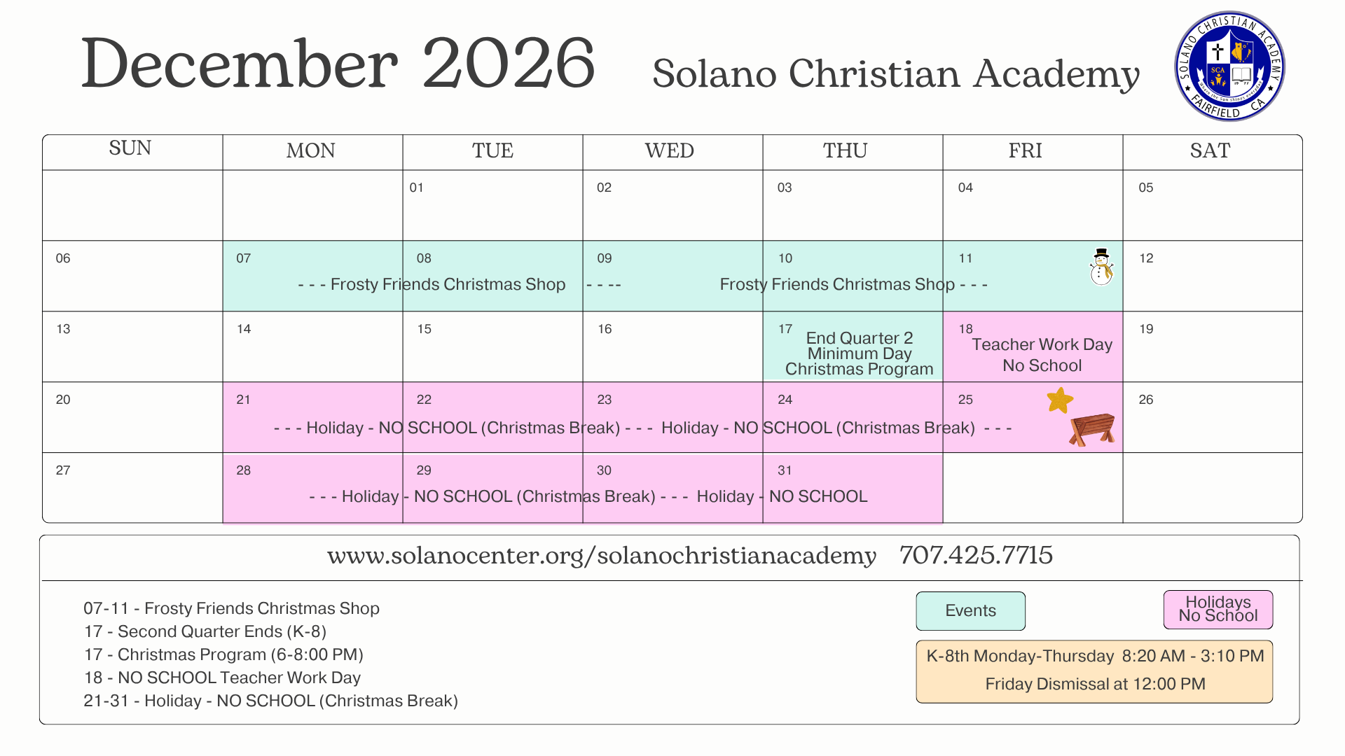 image of December 2026 calendar