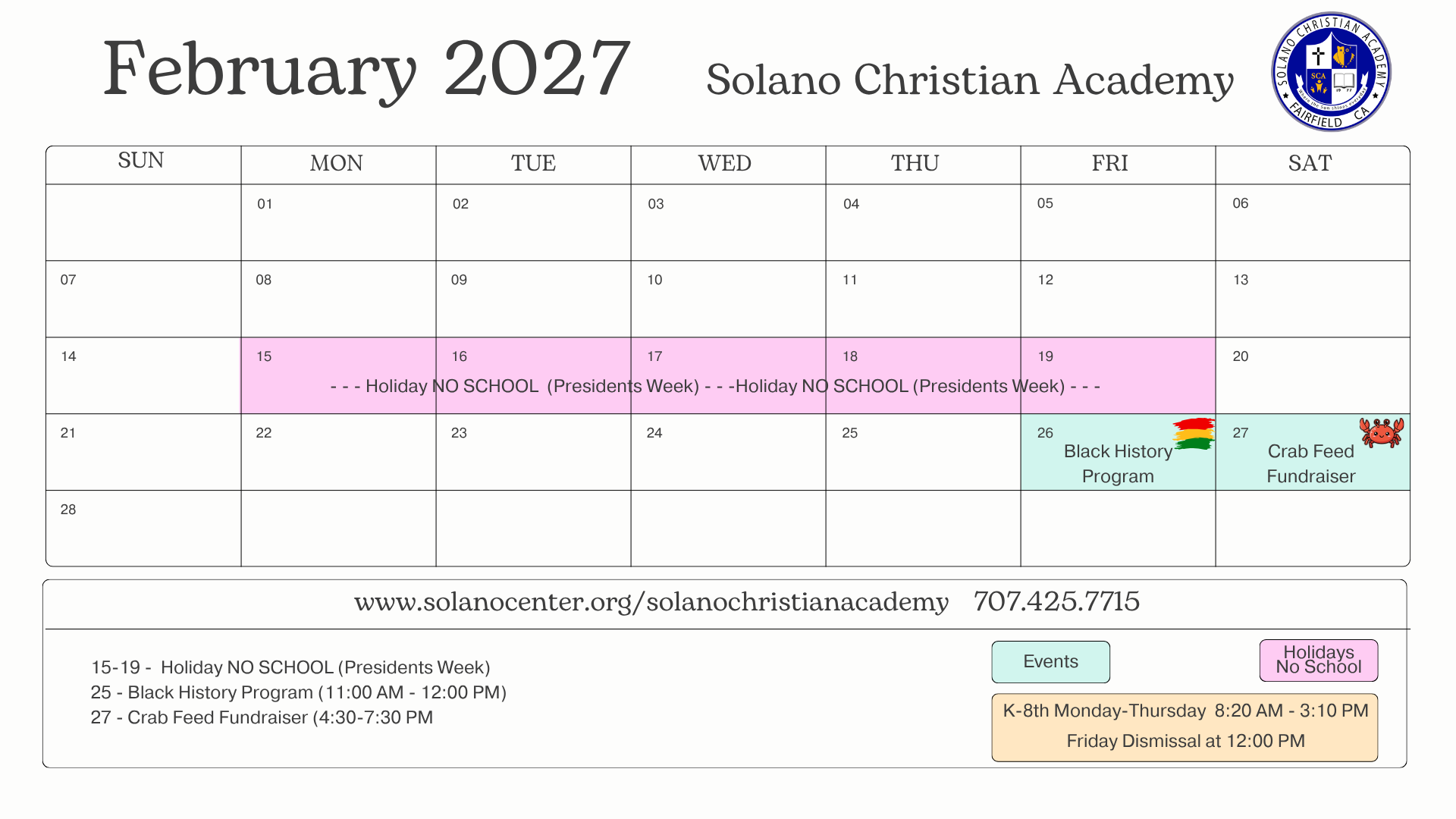 image of February 2027 calendar
