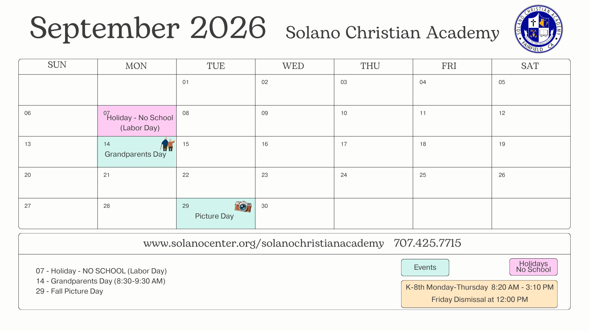 Image of September 2026 calendar