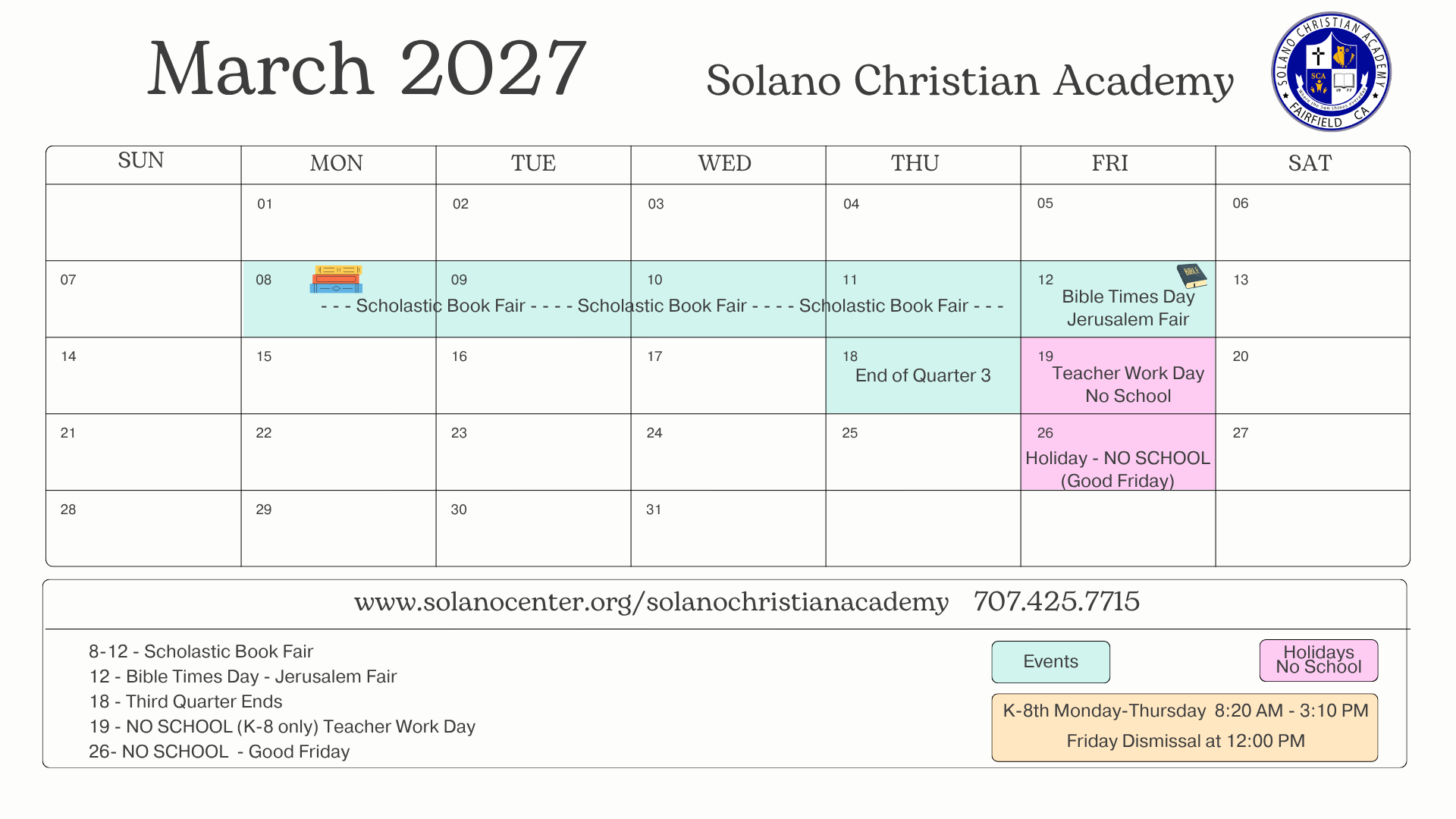 image of March 2027 calendar