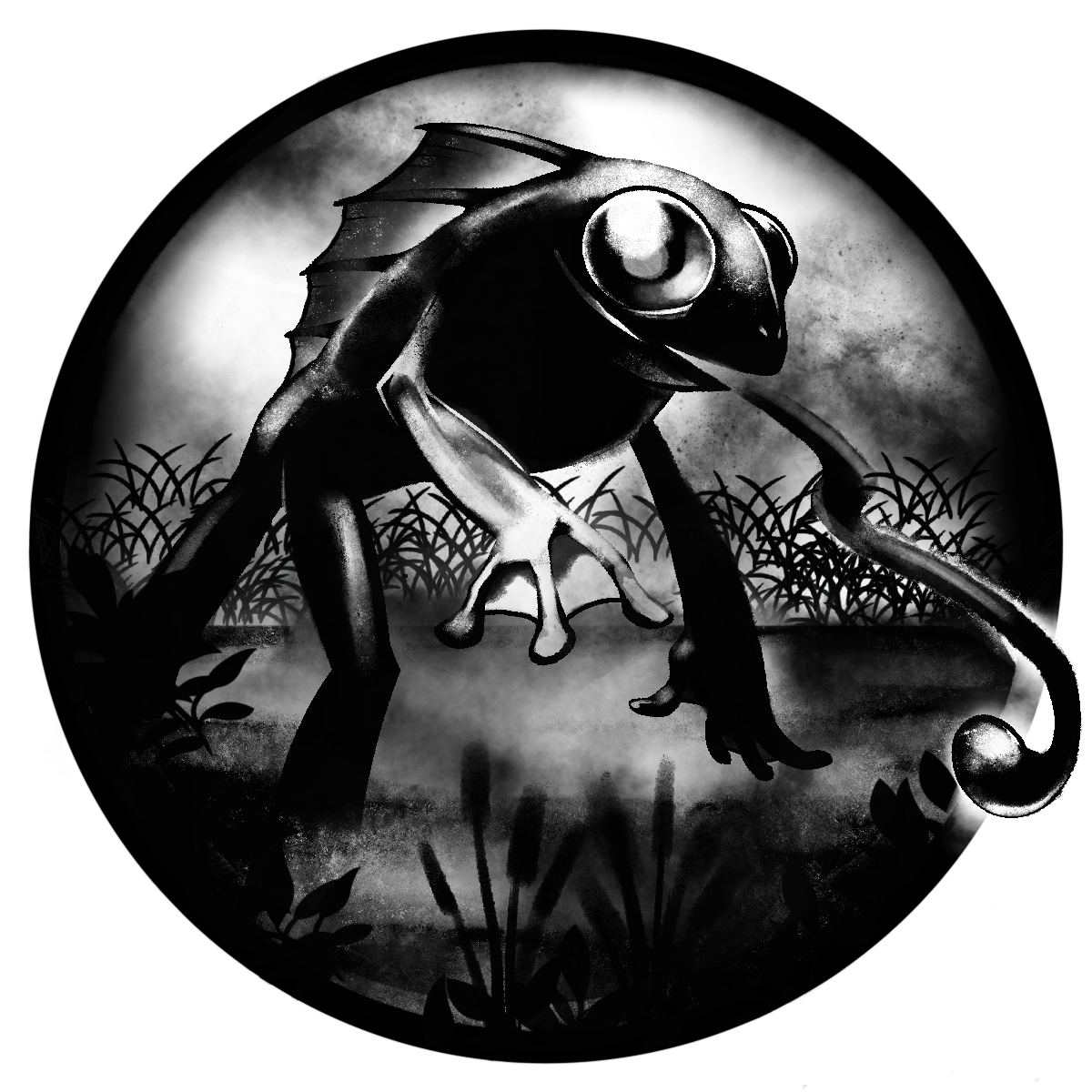 A very dark, almost black image with faint shapes and outlines, difficult to distinguish detail.