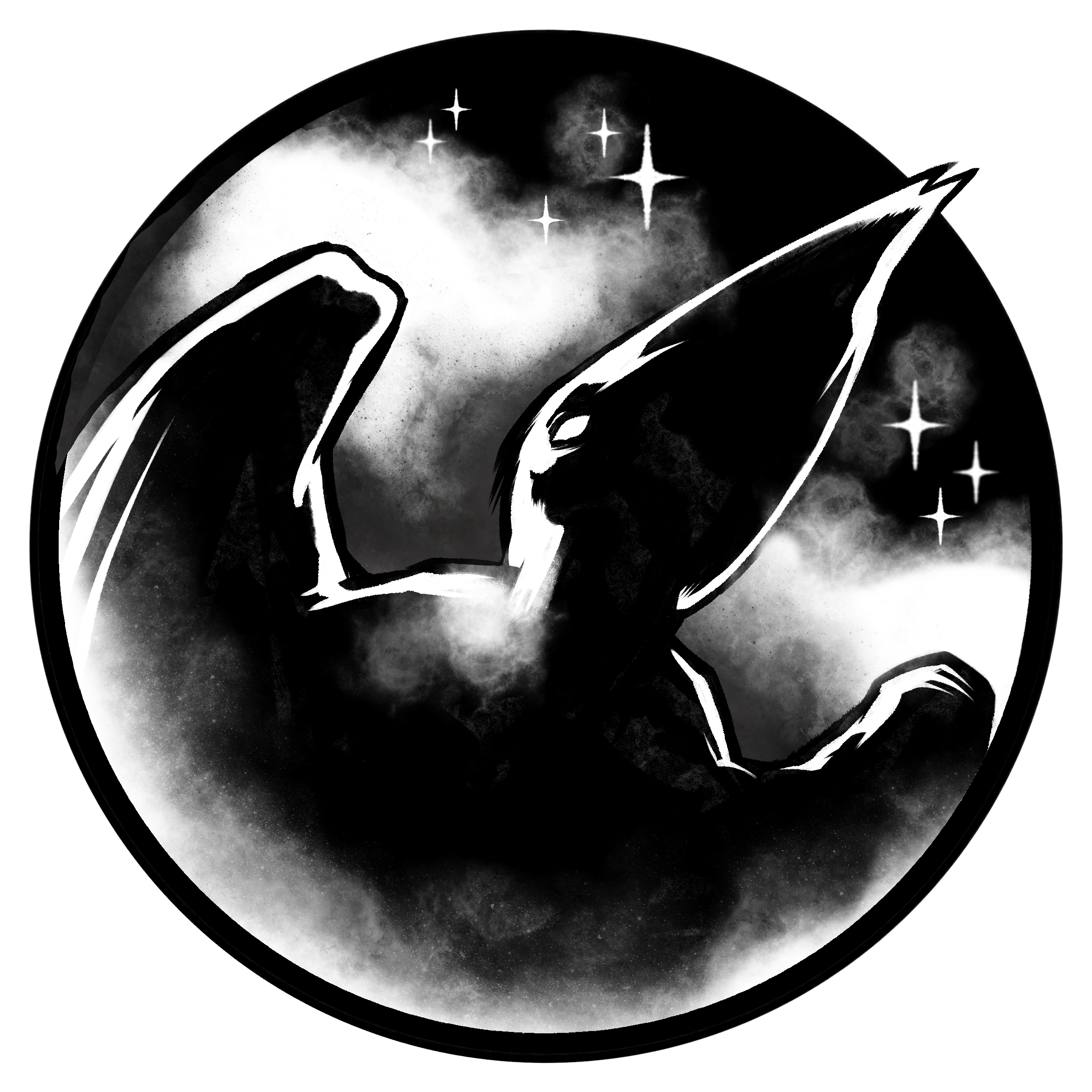 Silhouette of a person's face in profile with a cloudy sky background.