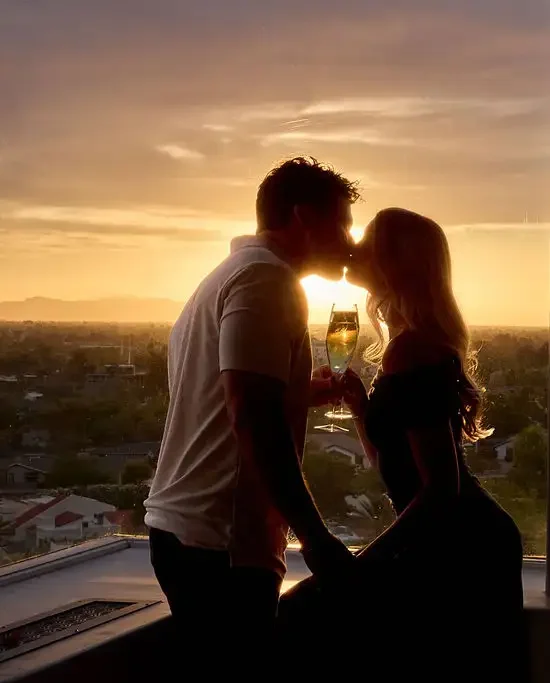 The perfect indoor corner captures the moment, and the sunset. 