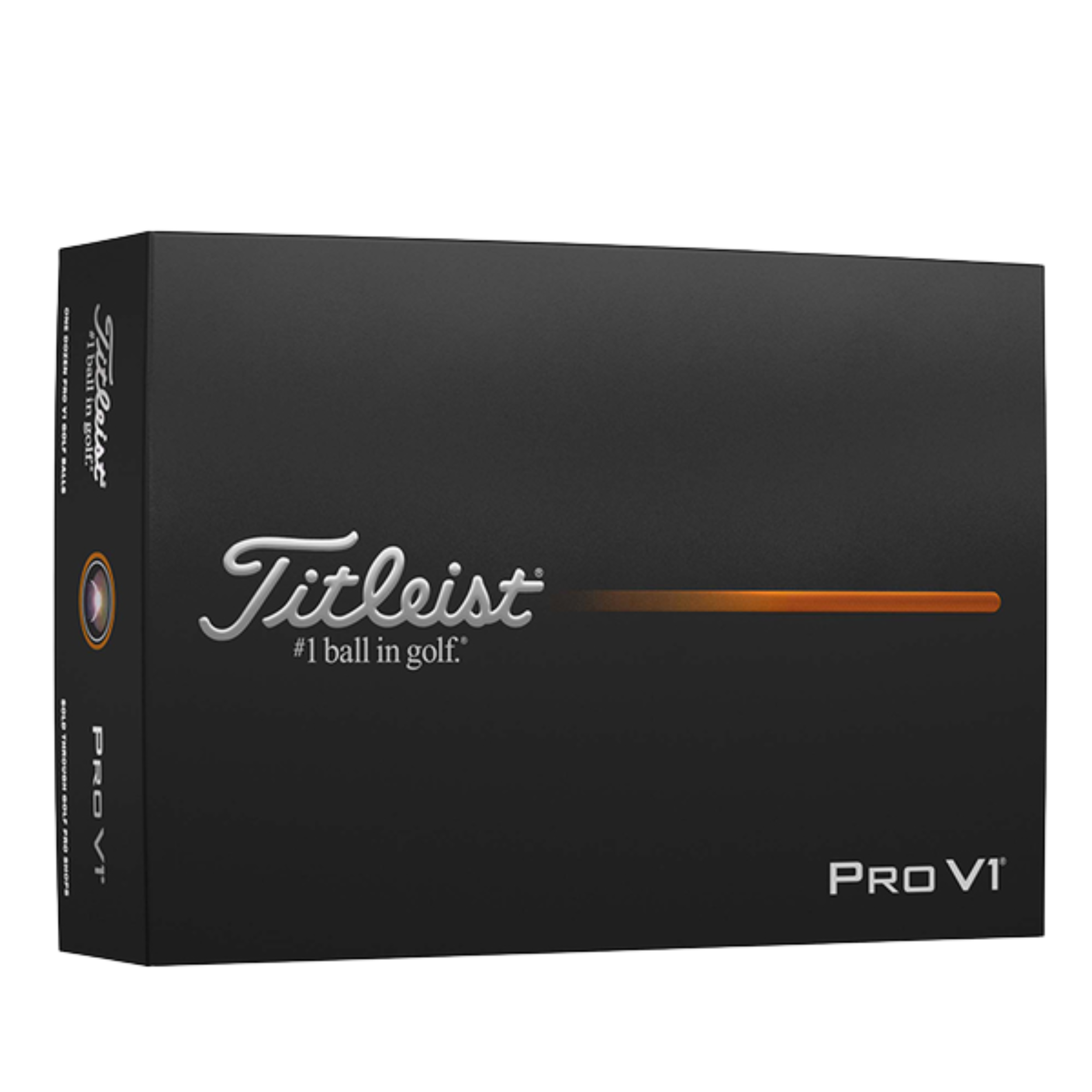 Black box of Titleist Pro V1 golf balls with the brand name and tagline '#1 ball in golf.' display on the front.