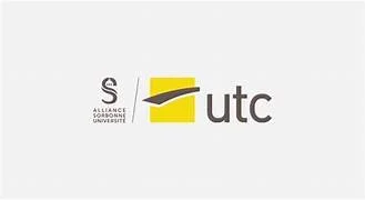 Logo of the Alliance of Universities for the United Territories (UTC) with a yellow stylized design and black text