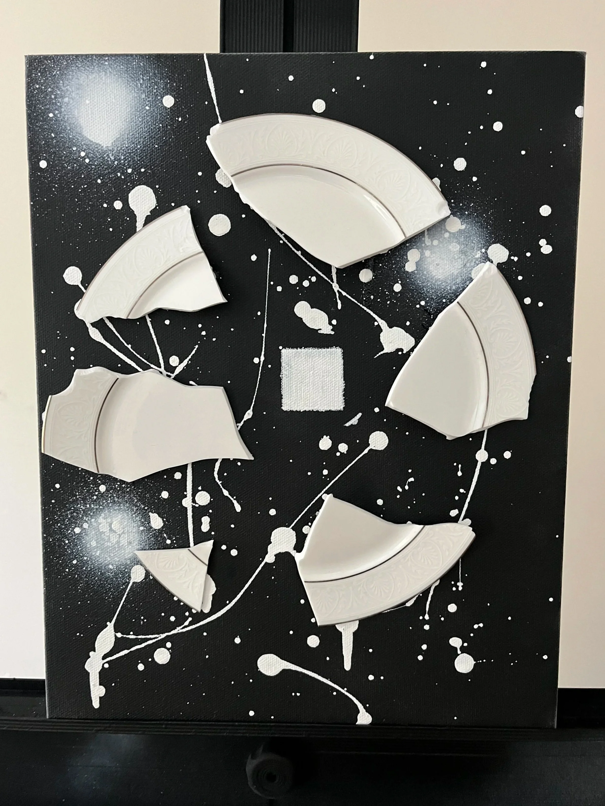 We Were All Forced To Disperse, 2026 - Acrylic & ceramic on canvas - 16” X 20” - $180
