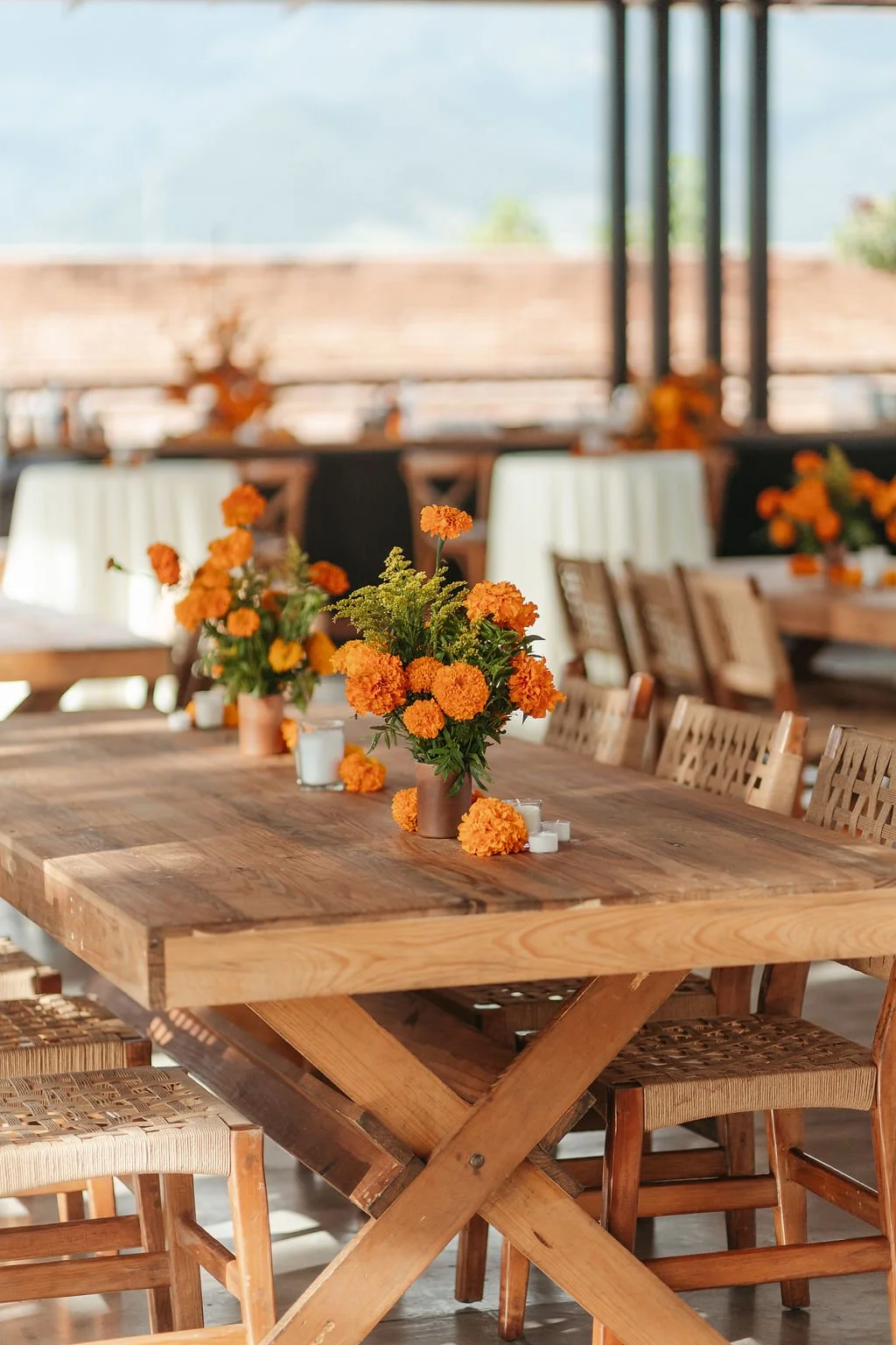 Marigold tablescape in Oaxaca