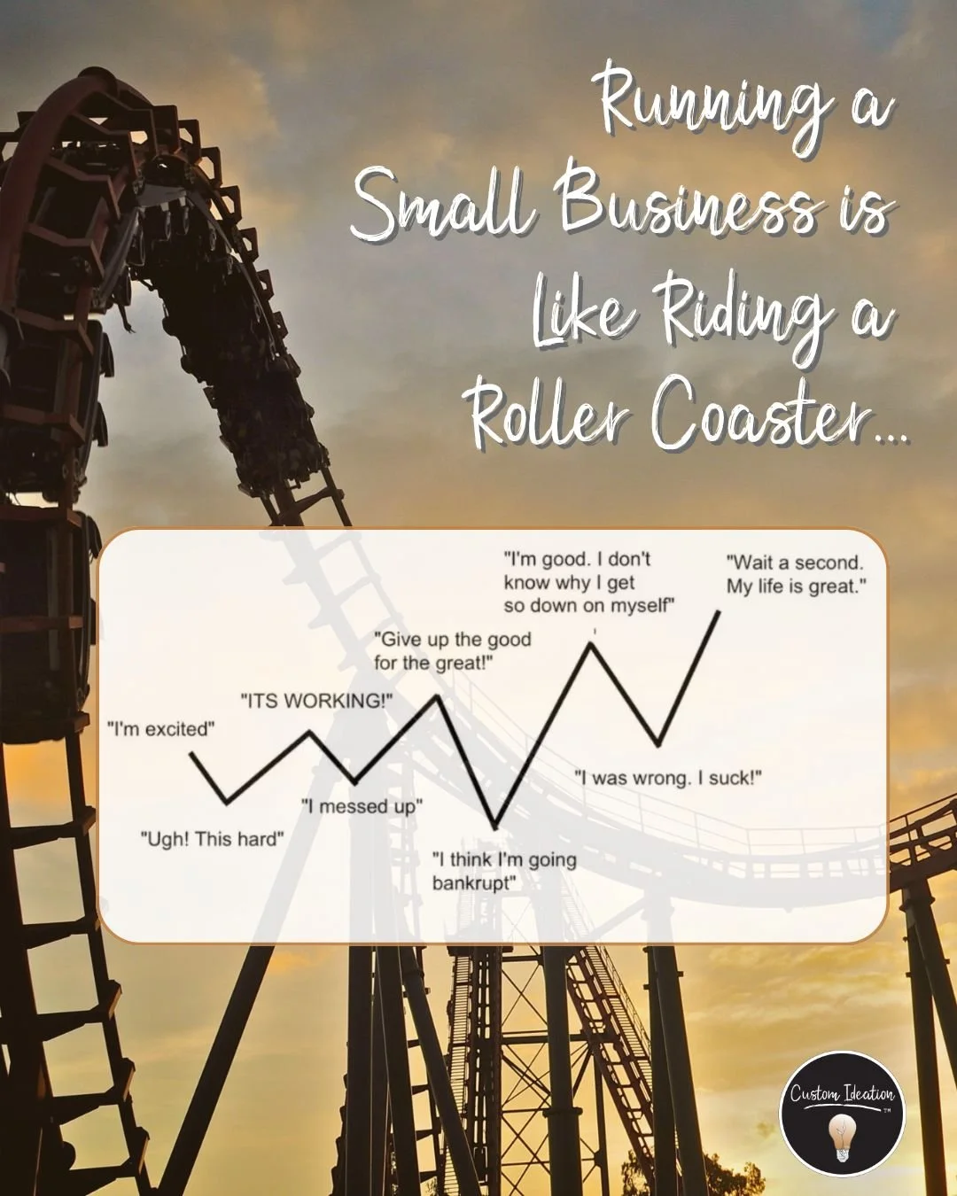 Business ownership isn&rsquo;t a straight line&mdash;it&rsquo;s a rollercoaster! 🎢

One day you&rsquo;re on top of the world, the next you&rsquo;re doubting everything.

The secret? Keep going. Progress lives in the messy middle.

👉 What&rsquo;s yo