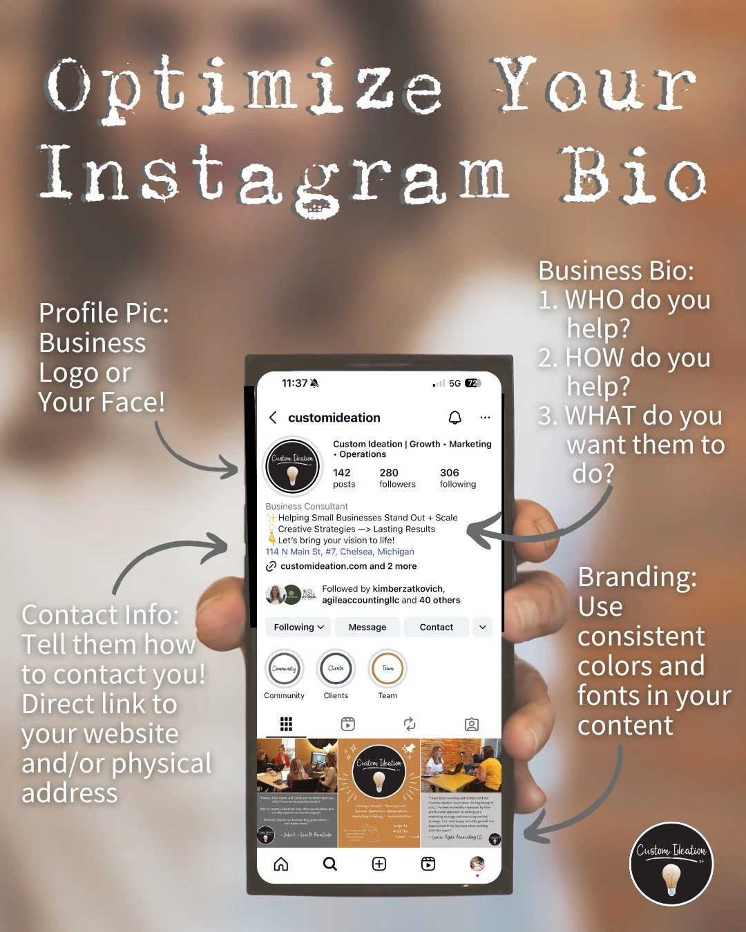 📲 Instagram now acts like a search engine &mdash; which means Instagram SEO matters more than ever! Optimizing your username, profile name, bio, and captions helps your ideal clients find you. 

Your profile is prime real estate &mdash; and every de
