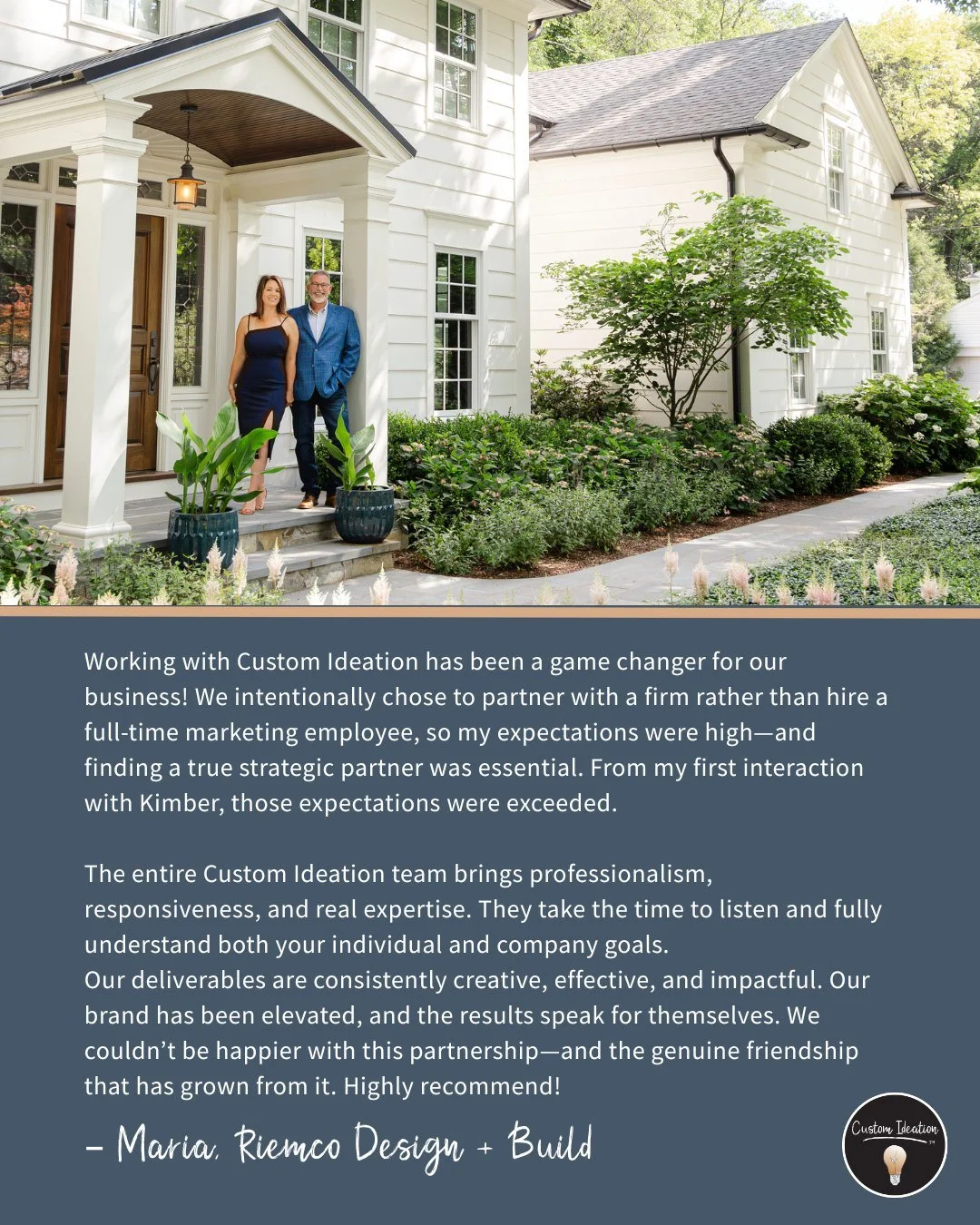 Grateful for clients who trust us, challenge us, and grow with us. Partnerships like this are why we do what we do. 💛

Thank you, Maria and Riemco Design + Build, for sharing your experience and letting us be part of your journey! 

#CustomIdeation 