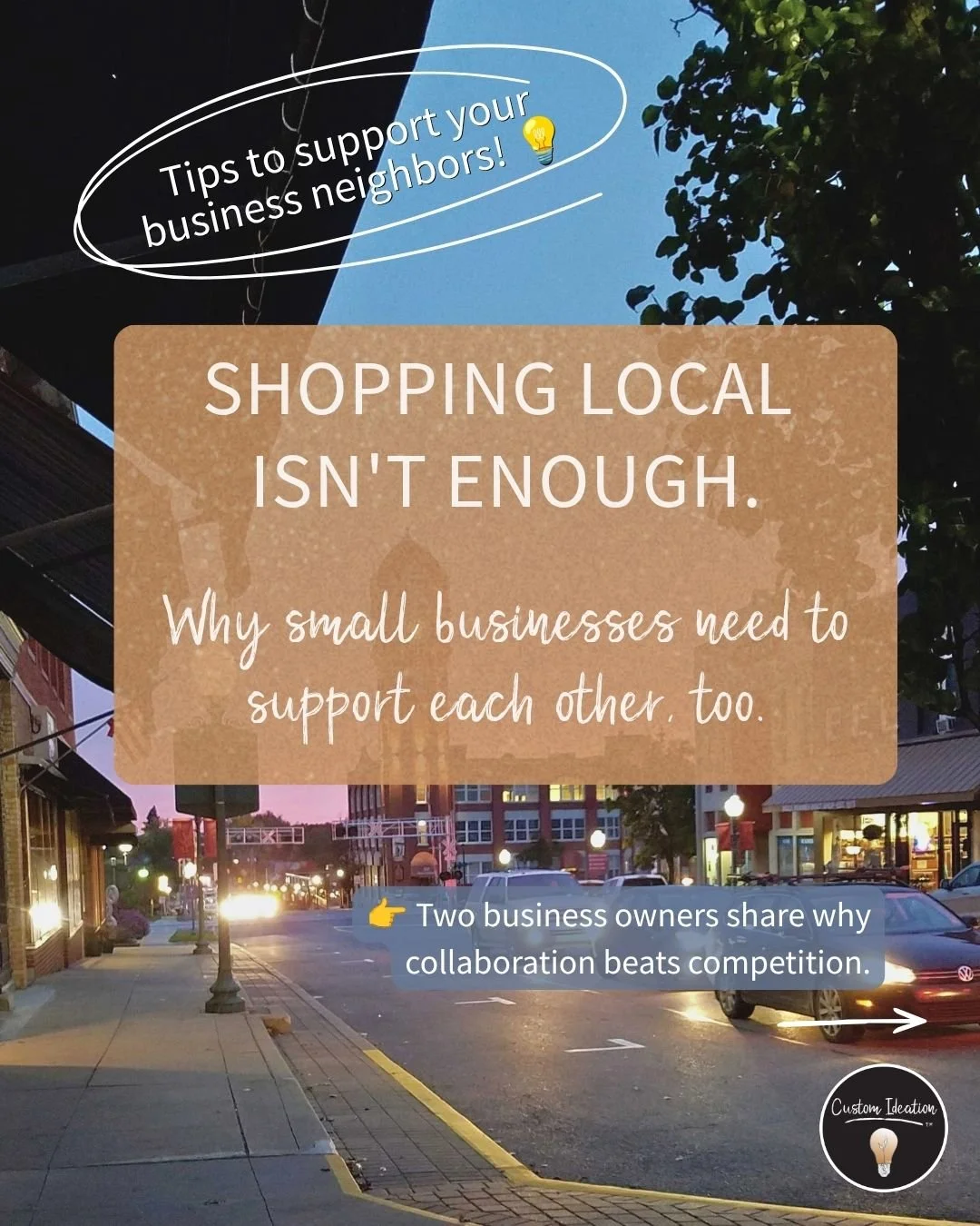 We hear a lot about shopping local, and for good reason! But thriving communities aren't built by customers alone.

They're built when small businesses support each other through referrals, partnerships, collaboration, and a shared commitment to help