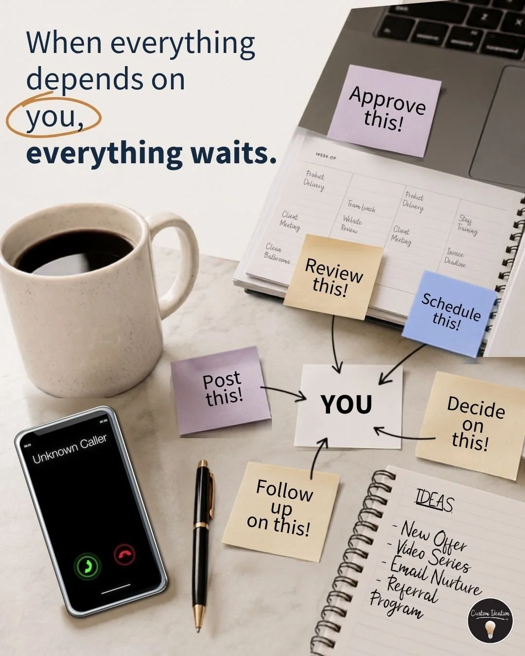 Sometimes the biggest obstacle to growth isn't the market. It's the business owner trying to hold everything together.

When every marketing decision, approval, idea, and task depends on one person, growth naturally slows. Not because the business la
