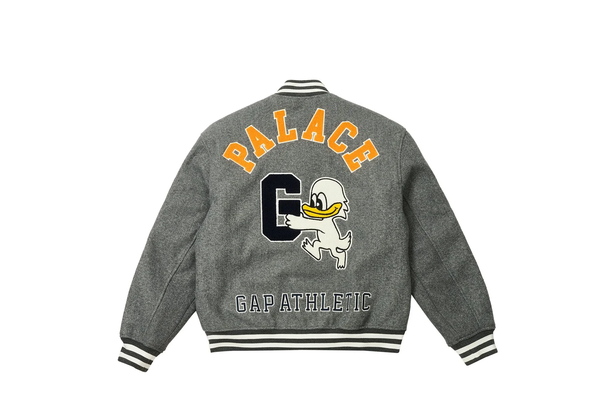 PALACE GAP VARSITY JACKET GREY — STANDARD X FUTURE