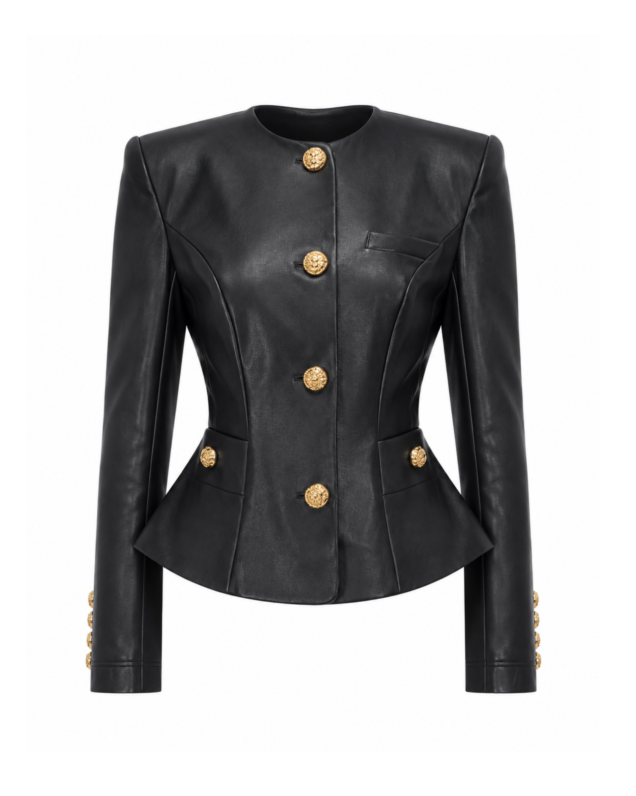 THE SABINE | Black Tailored Vegan Leather Jacket