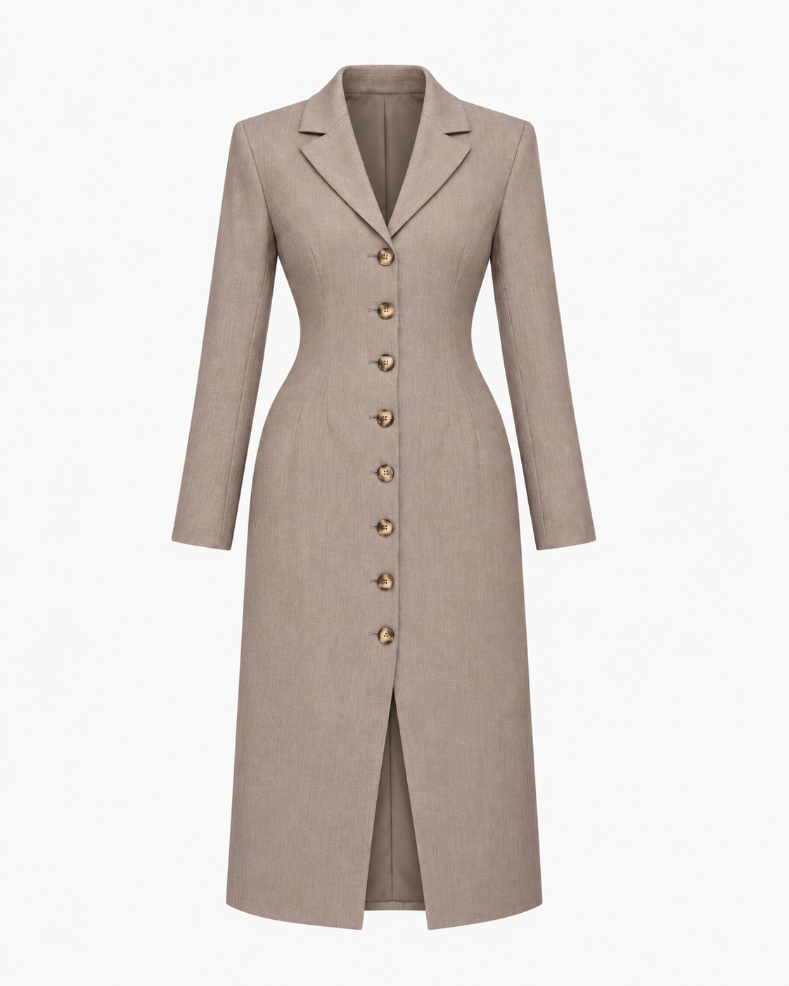 Tailored Taupe Buttoned Coat Dress.png