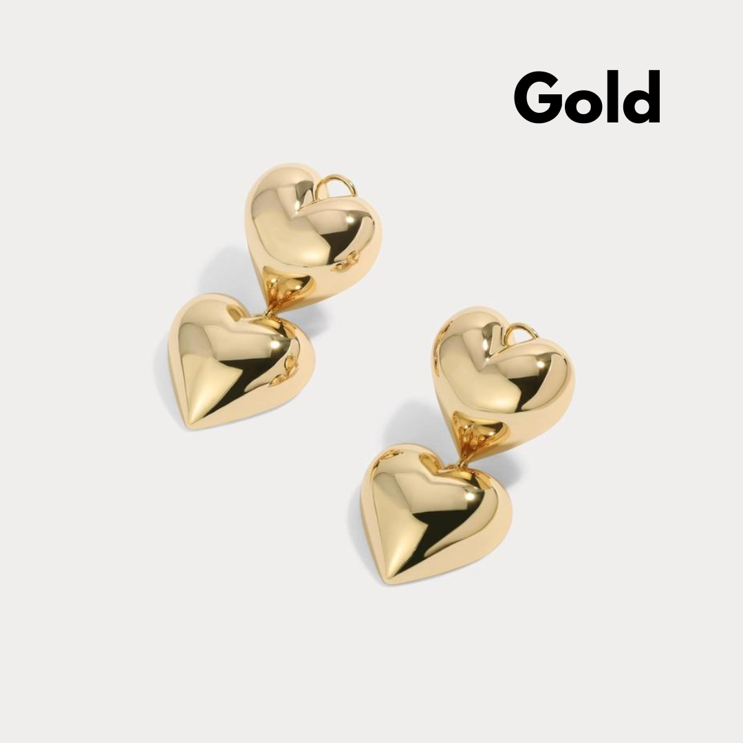 Bella Small Bubble Heart Earrings 14kt Gold or Rhodium Plated