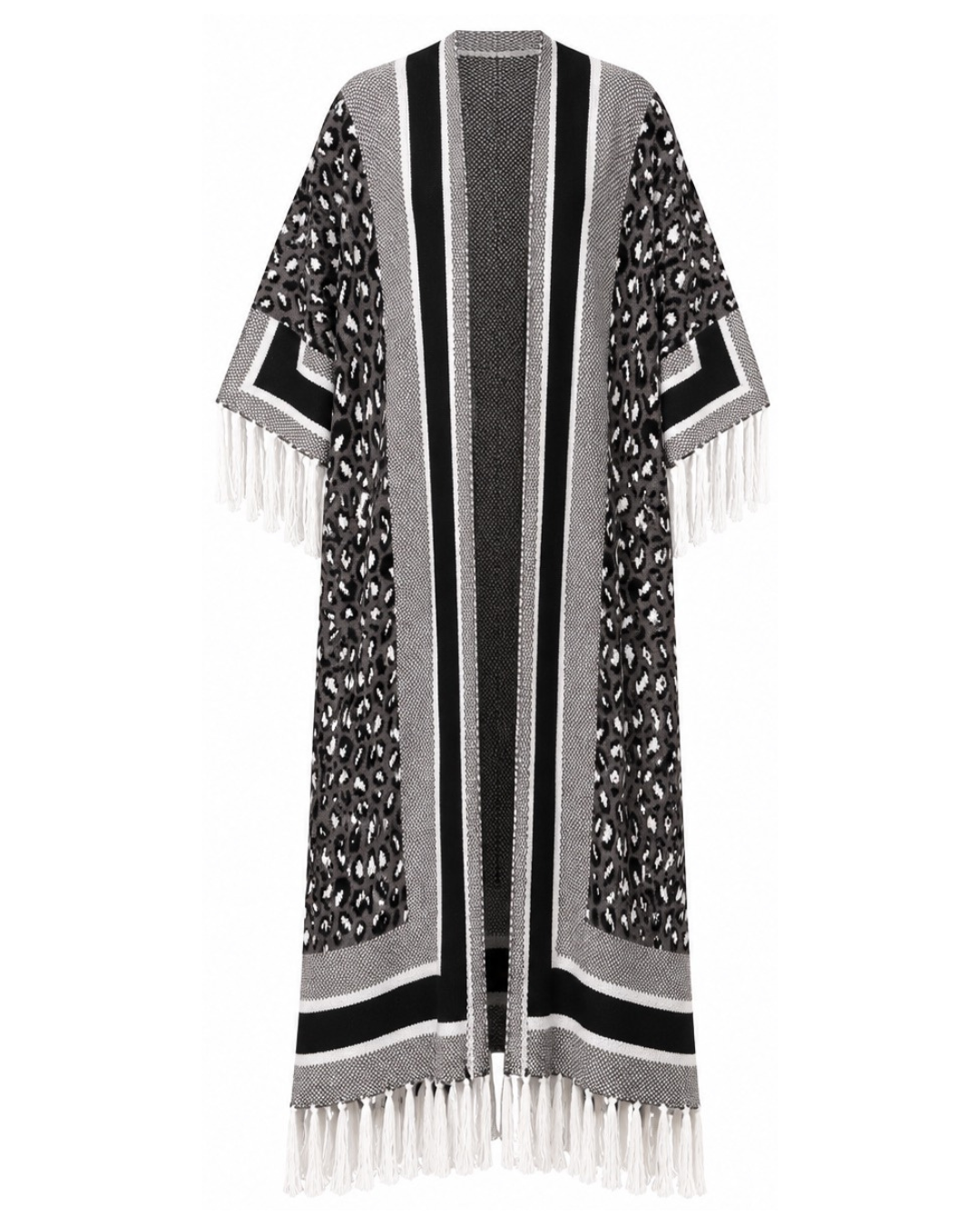 Zaria Leopard Fringe Kimono