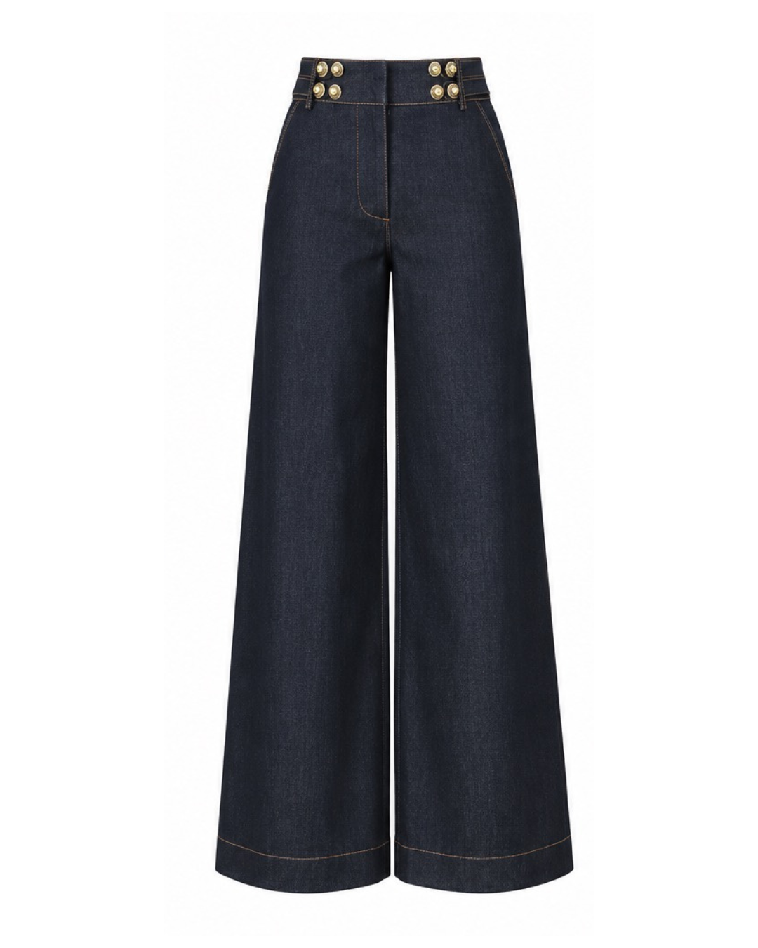 THE DELANEY | Dark-Wash Gold-Button Wide-Leg Jeans