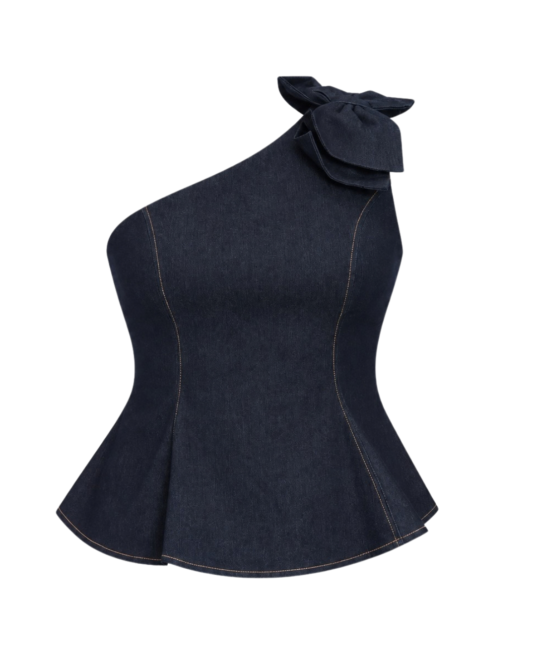 THE AMARA | One-Shoulder Denim Peplum Top