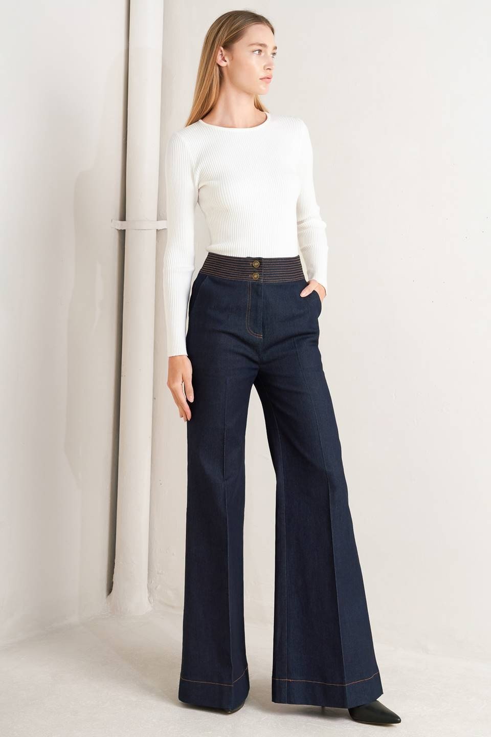 The Alina Wide Leg Denim Pant