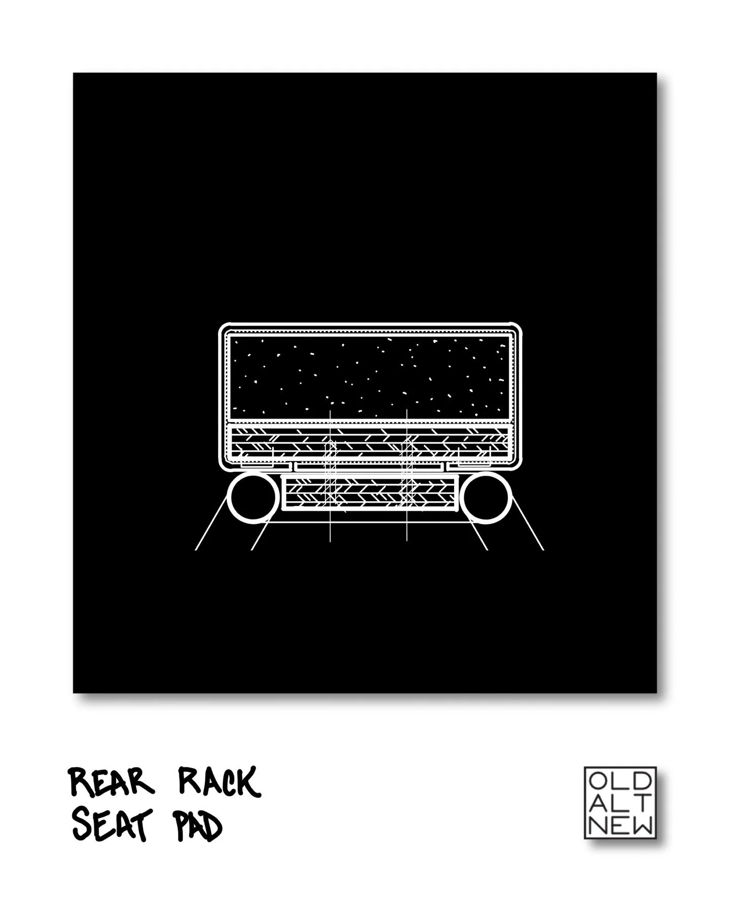 Section drawing: A removable padded seat for the back of the cargo bike.