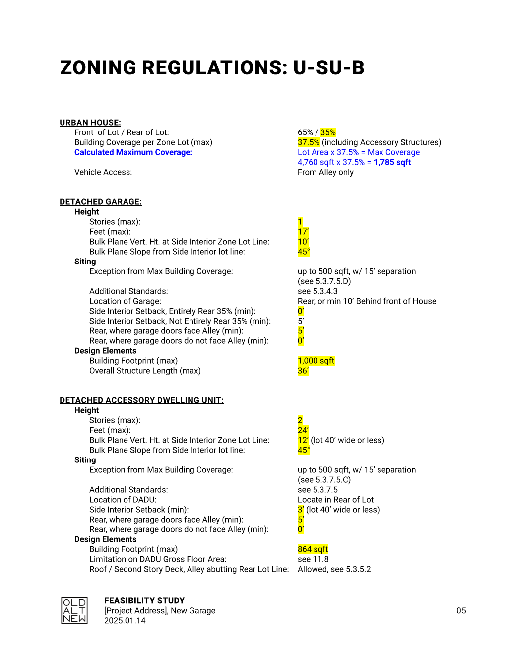 Feasibility Study: Zoning Information