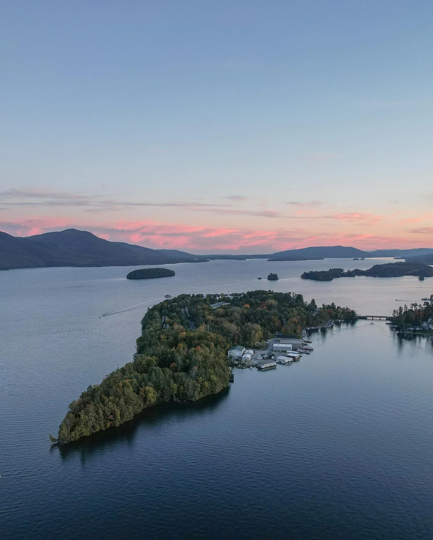 Sunset serenity at Bolton Landing, with fall colors just around the corner 🍂🌅 #lakegeorge