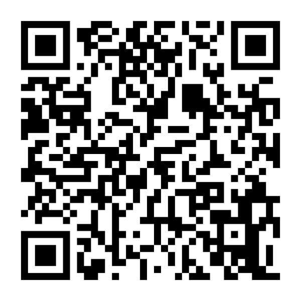 A black and white QR code for scanning with a smartphone.