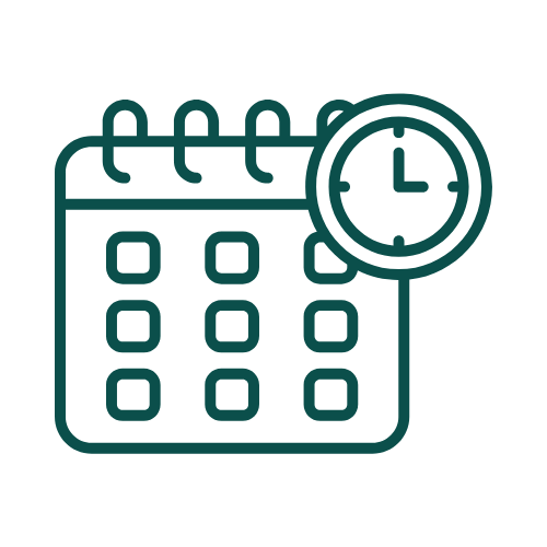 Calendar with a clock indicating time.