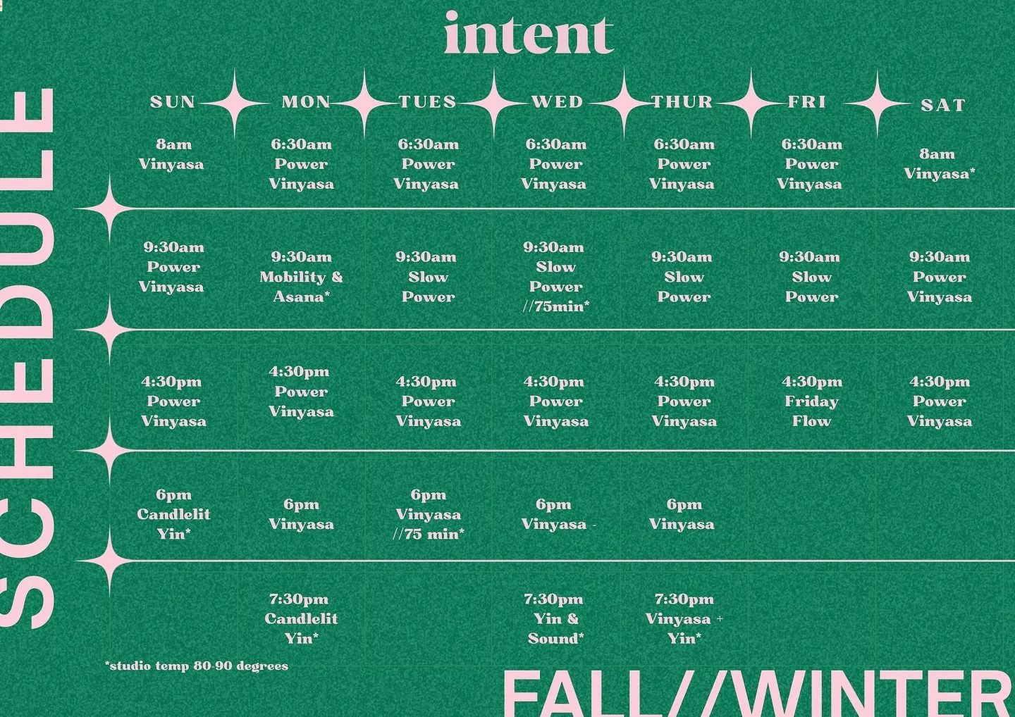 Happy Fall Equinox, friends. 

Our Fall &amp; Winter schedule is here &amp; starts on Oct. 1st. 

Classes are returning after a summer break + some new offerings. If you missed our newsletter, dm us your email and we'll send it over. 🤍

Looking forw