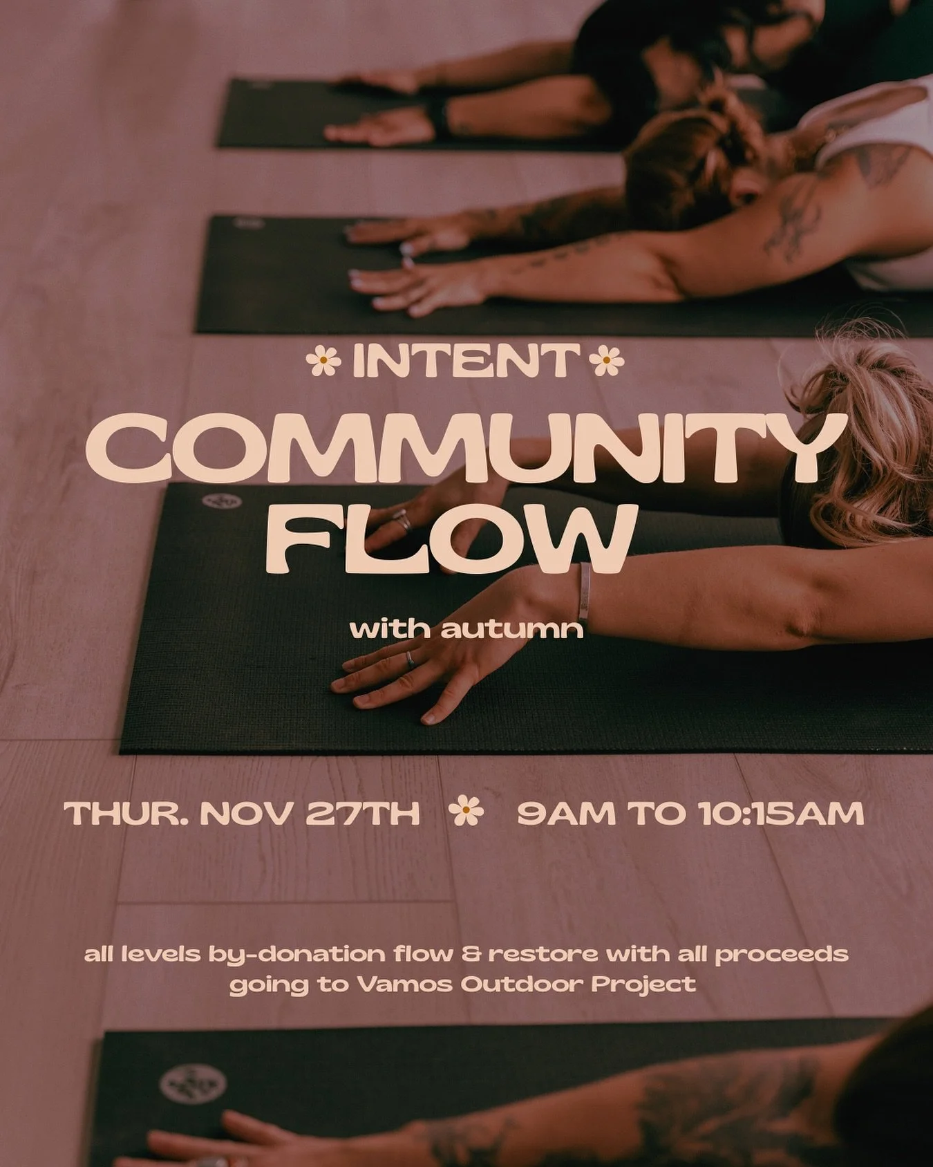 ✨ Community Flow &amp; Restore with Autumn 

Take some time to slow down, reflect and connect with a 75min flow &amp; restore on Thursday, Nov. 27th. This by-donation practice is suitable for all levels and will be gently heated. 

All donations will