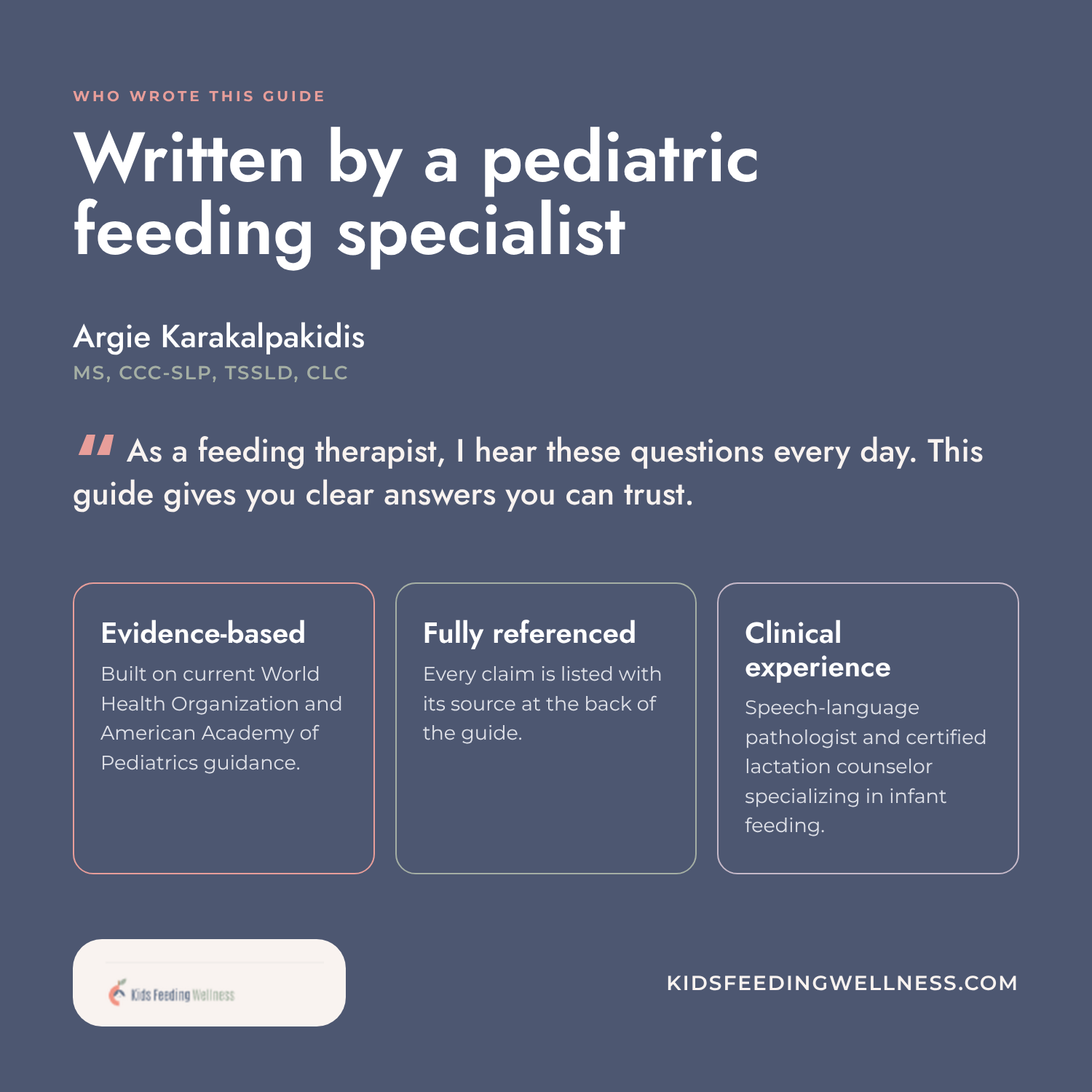 About the author: Argie Karakalpakidis, MS, CCC-SLP, TSSLD, CLC, pediatric feeding specialist at Kids Feeding Wellness