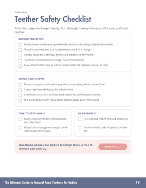 Teether safety checklist page