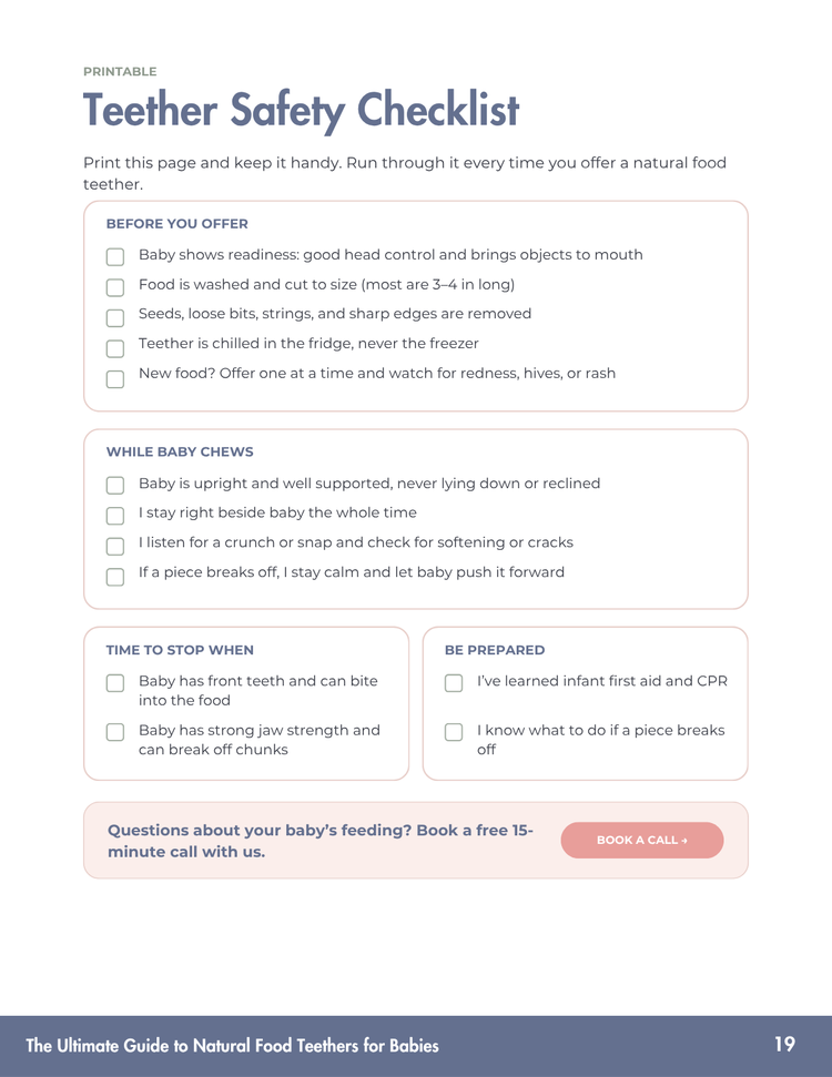 Teether safety checklist page