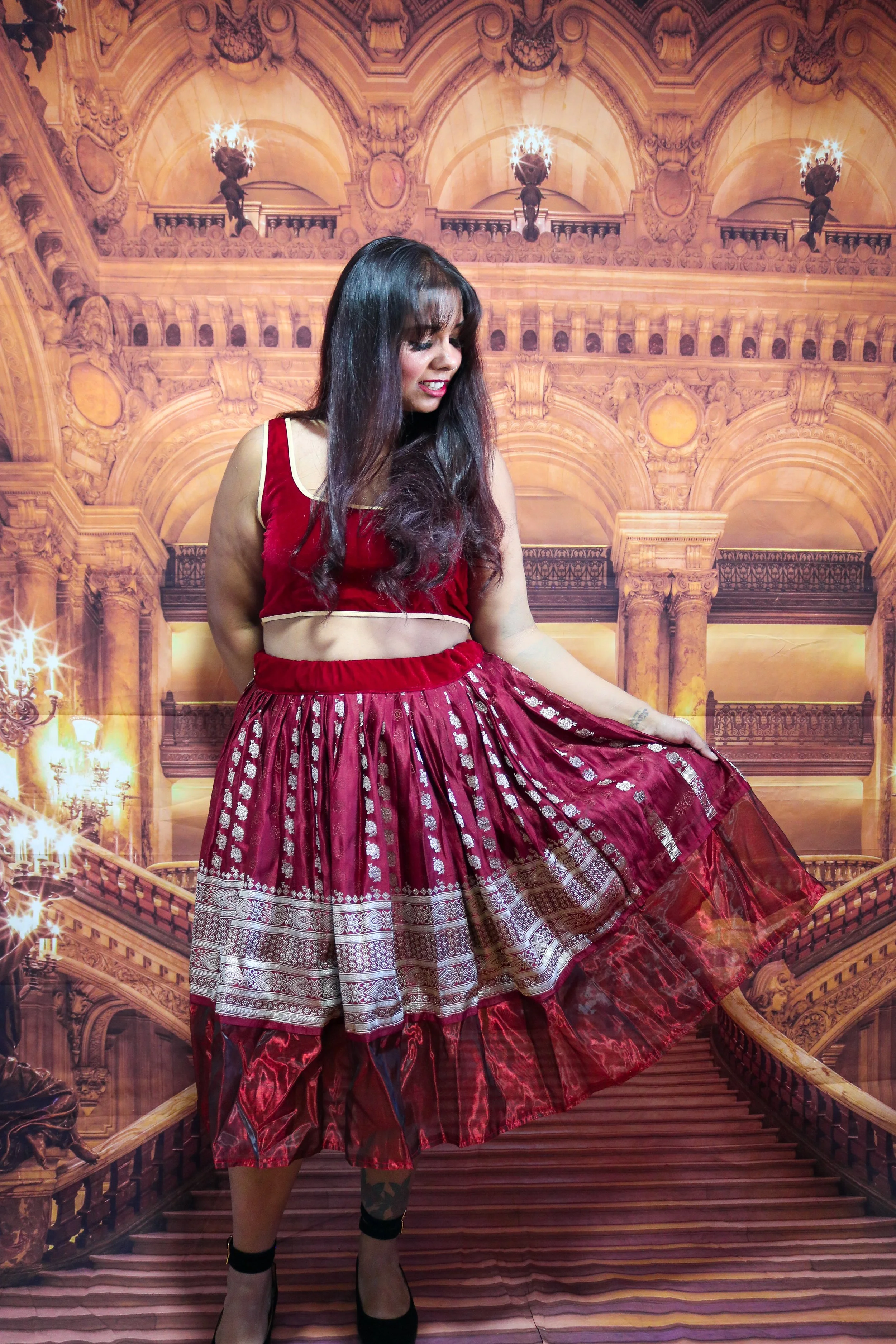 “Maharani’s Wine Seduction” Midi Co-ord Set