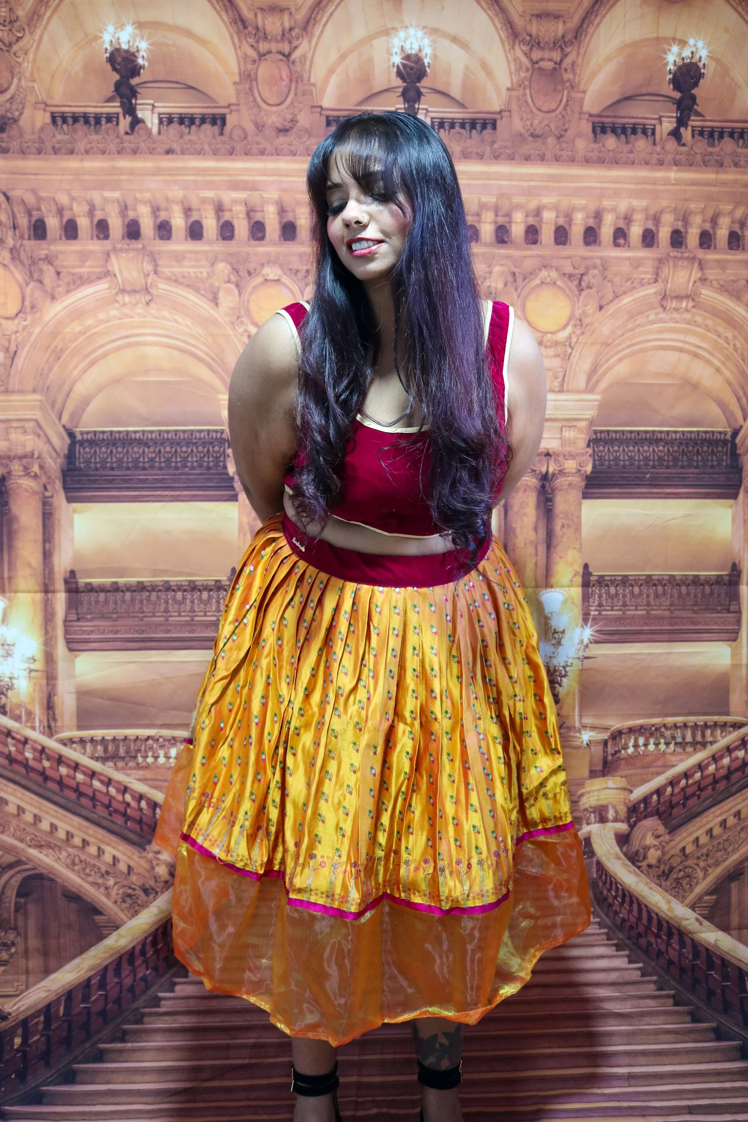 “Maharani’s Sunset Majesty” Midi Co-ord Set
