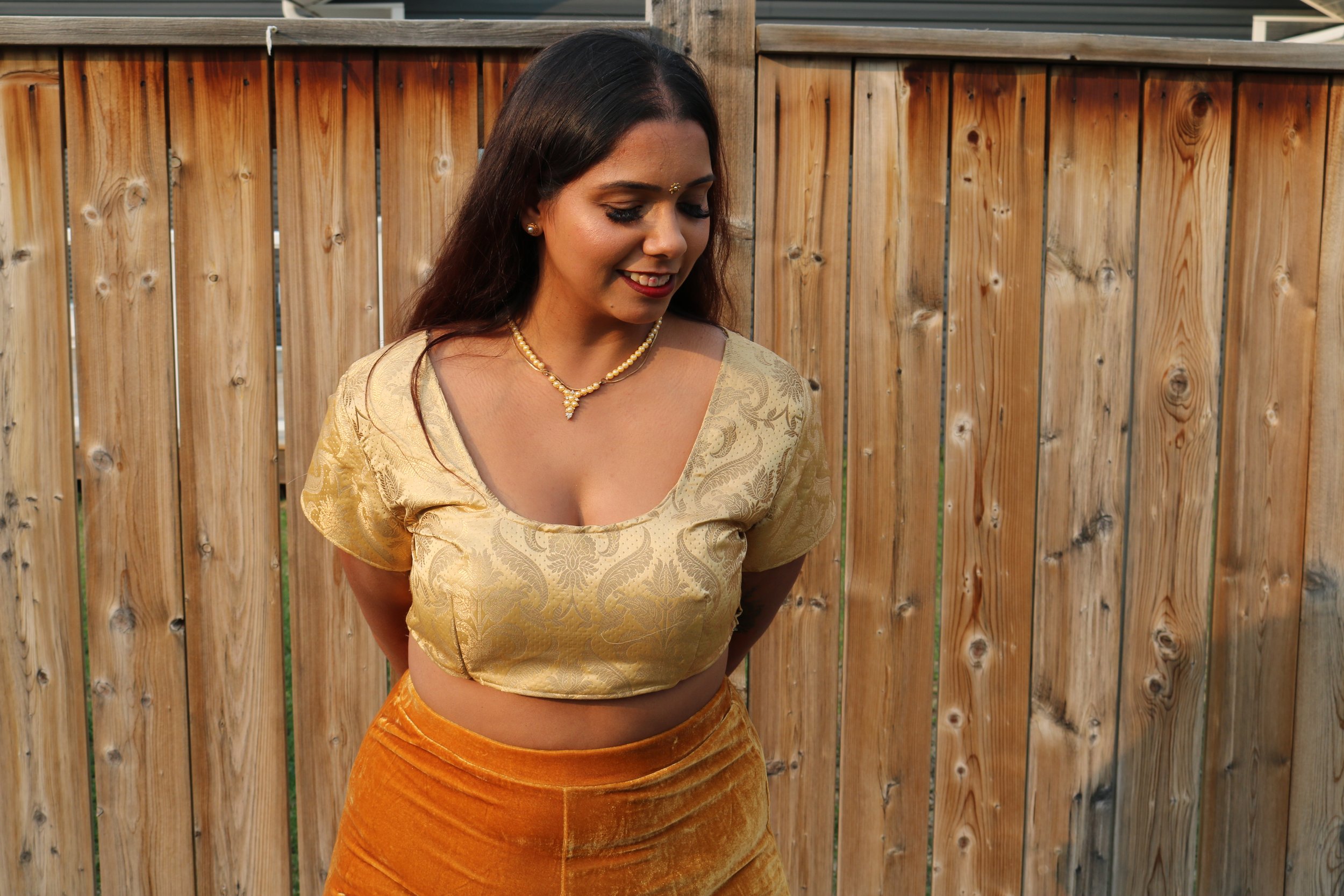 "The Gold Obsession" Ultra Crop Top with Velvet Pants