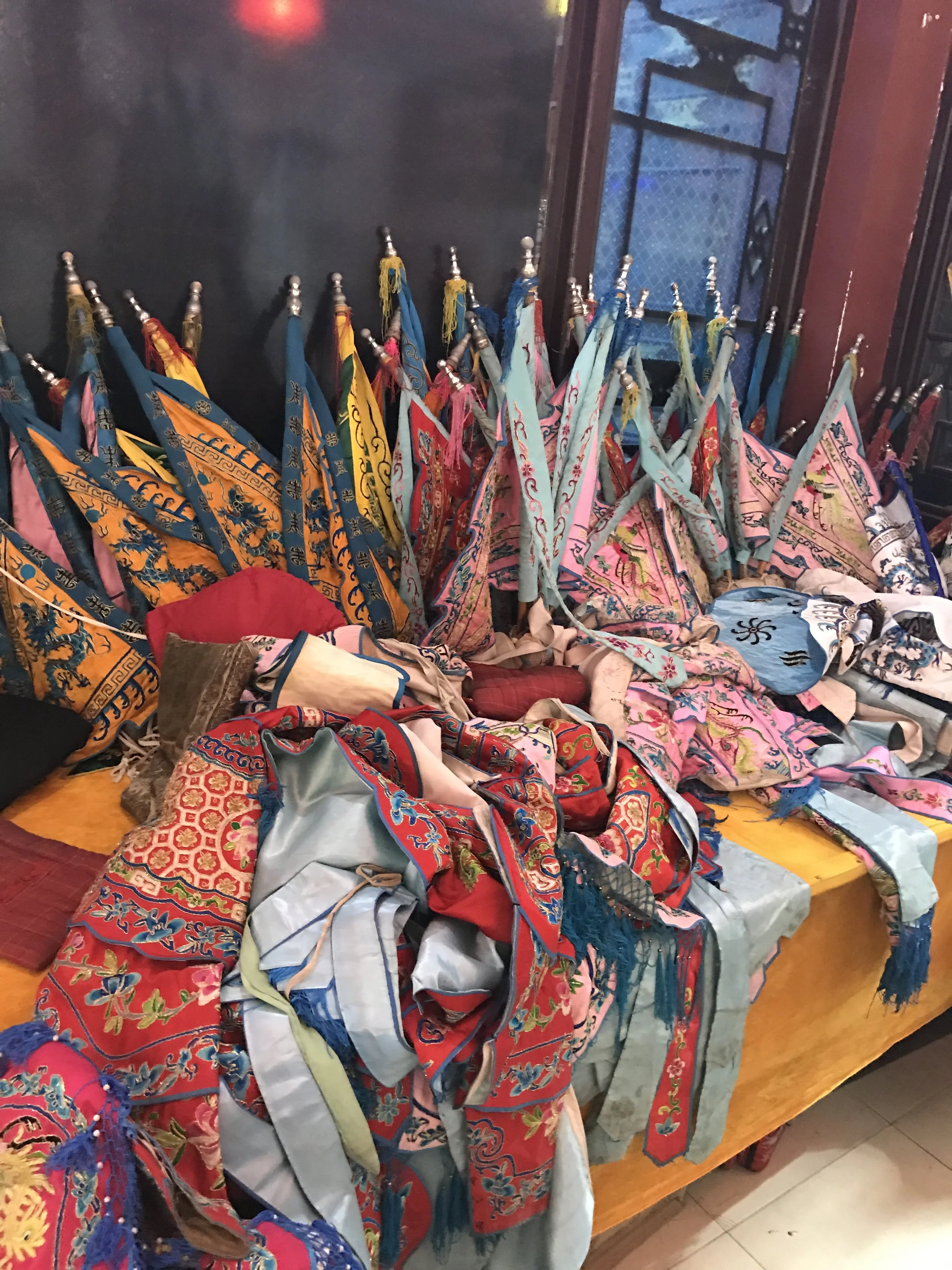 Chengdu China theater flags costumes.JPG