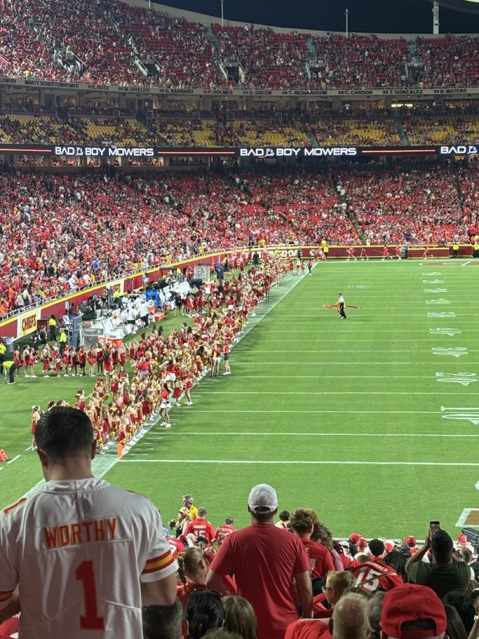 Arrowhead Stadium Kansas City Chiefs spirit day cheerleaders.jpeg
