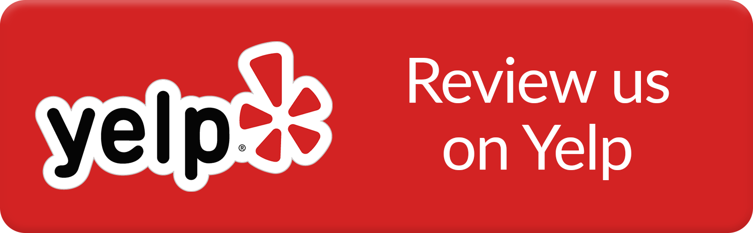 Yelp logo with text "Review us on Yelp" on a red background.