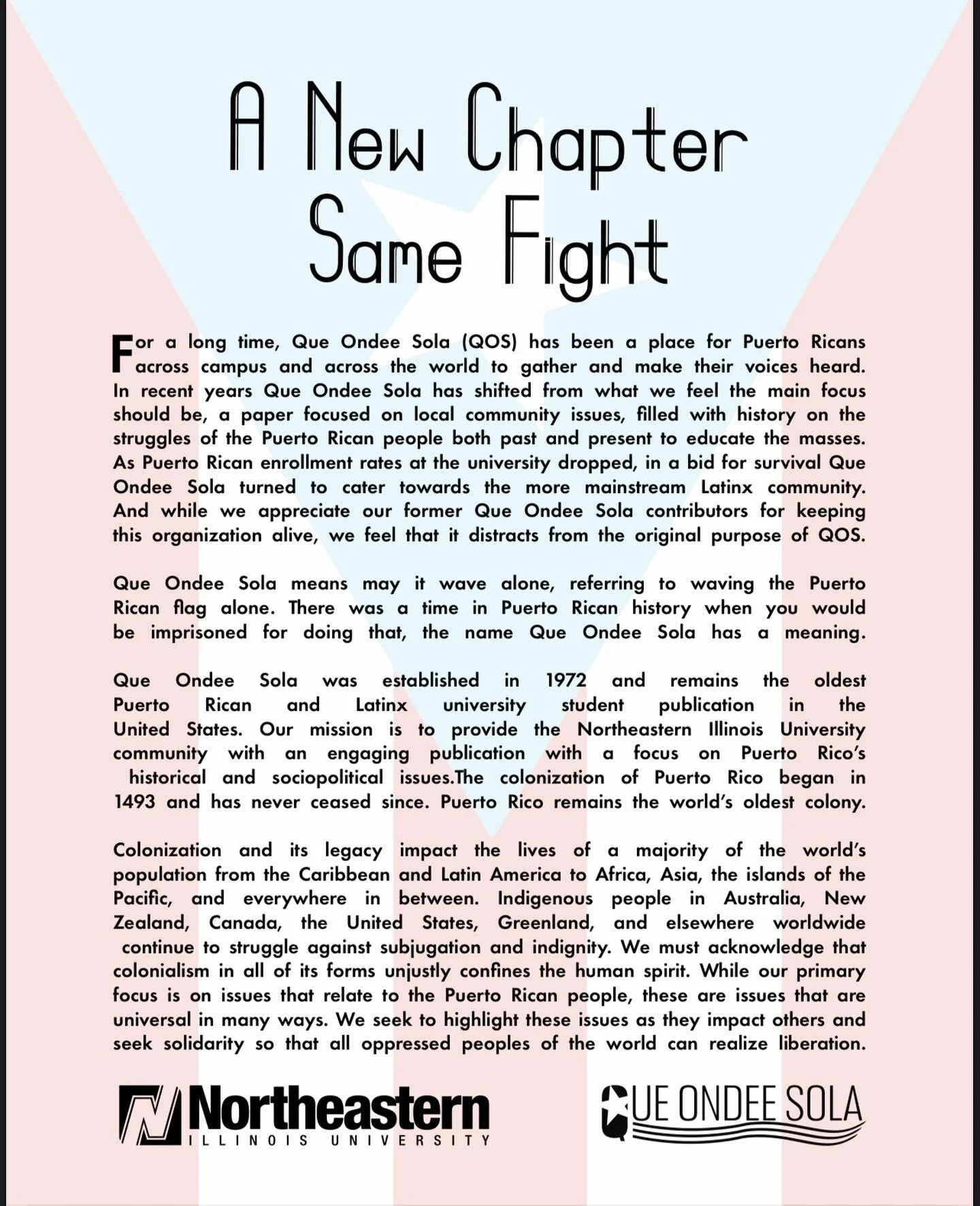 The new Que Ondee Sola magazine is up on our website (link in bio). It is filled with beautiful work from our writers and contributors. Along with work from our incarcerated brothers at the Stateville Maximum Security Prison working in the University