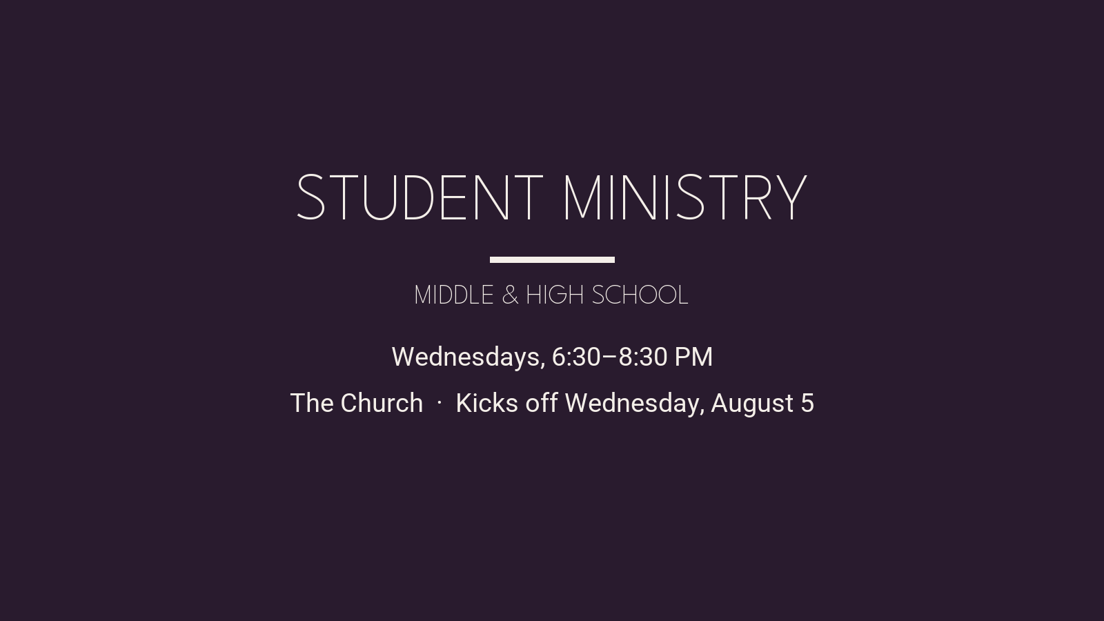 Student Ministry