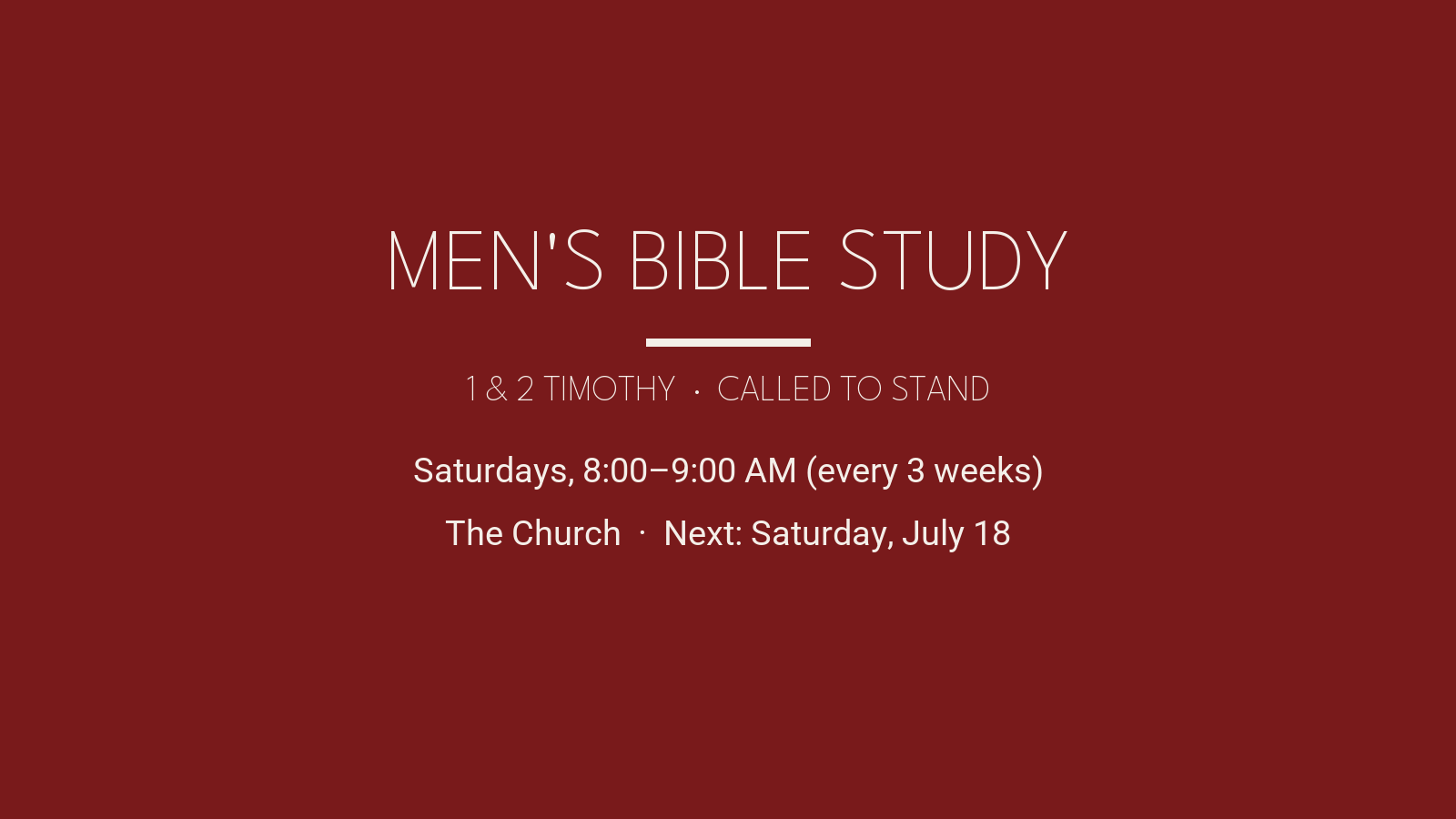 Men's Bible Study — 1 &amp; 2 Timothy