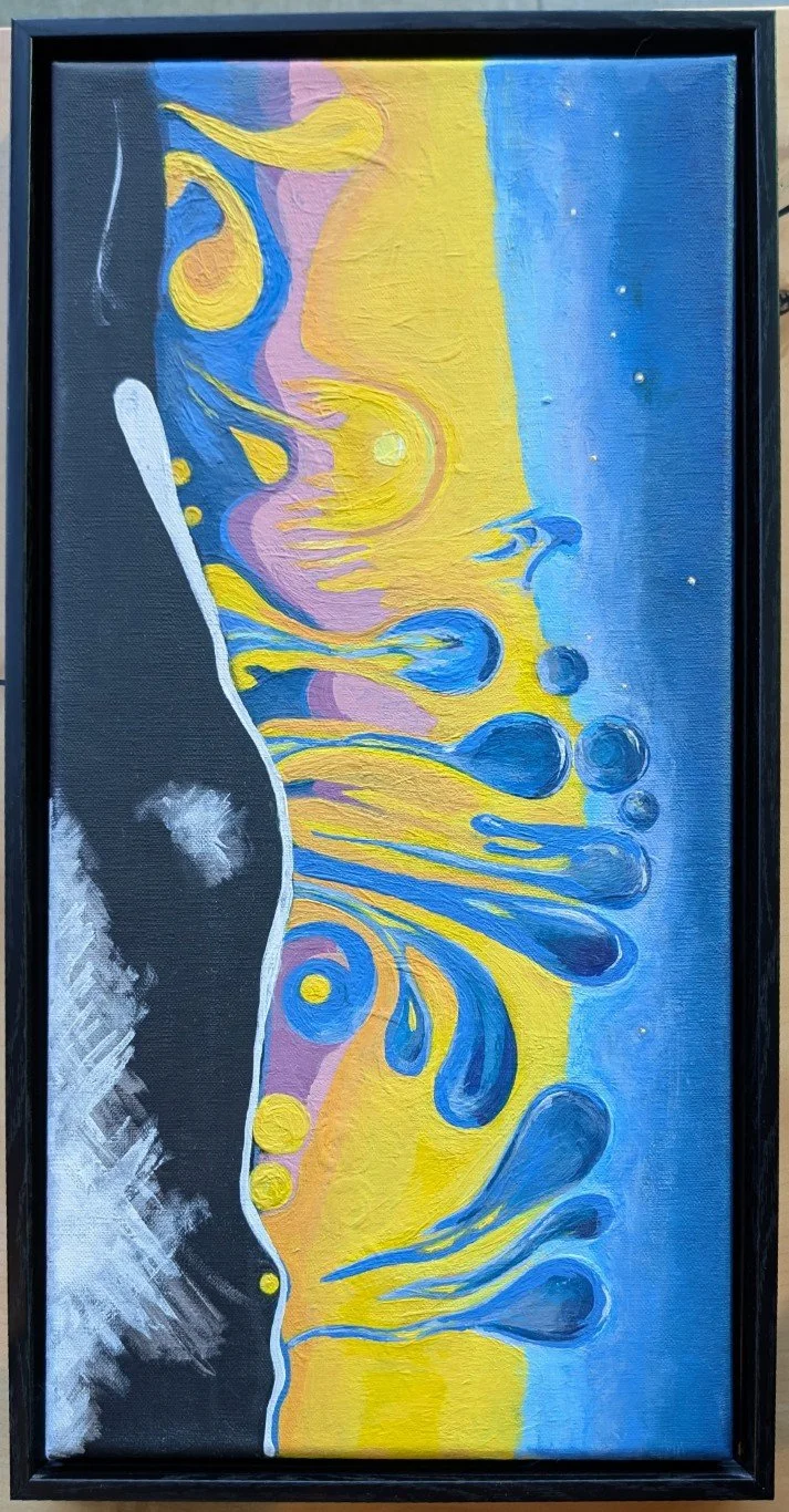 Original Acrylic Canvas Artwork in Floating Frame - "Bubble"