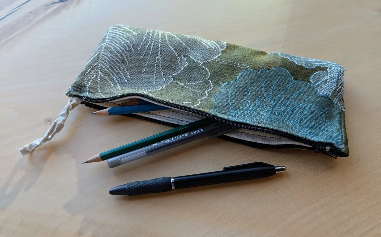 Reclaimed Green Foliage Fabric Pencil Bag