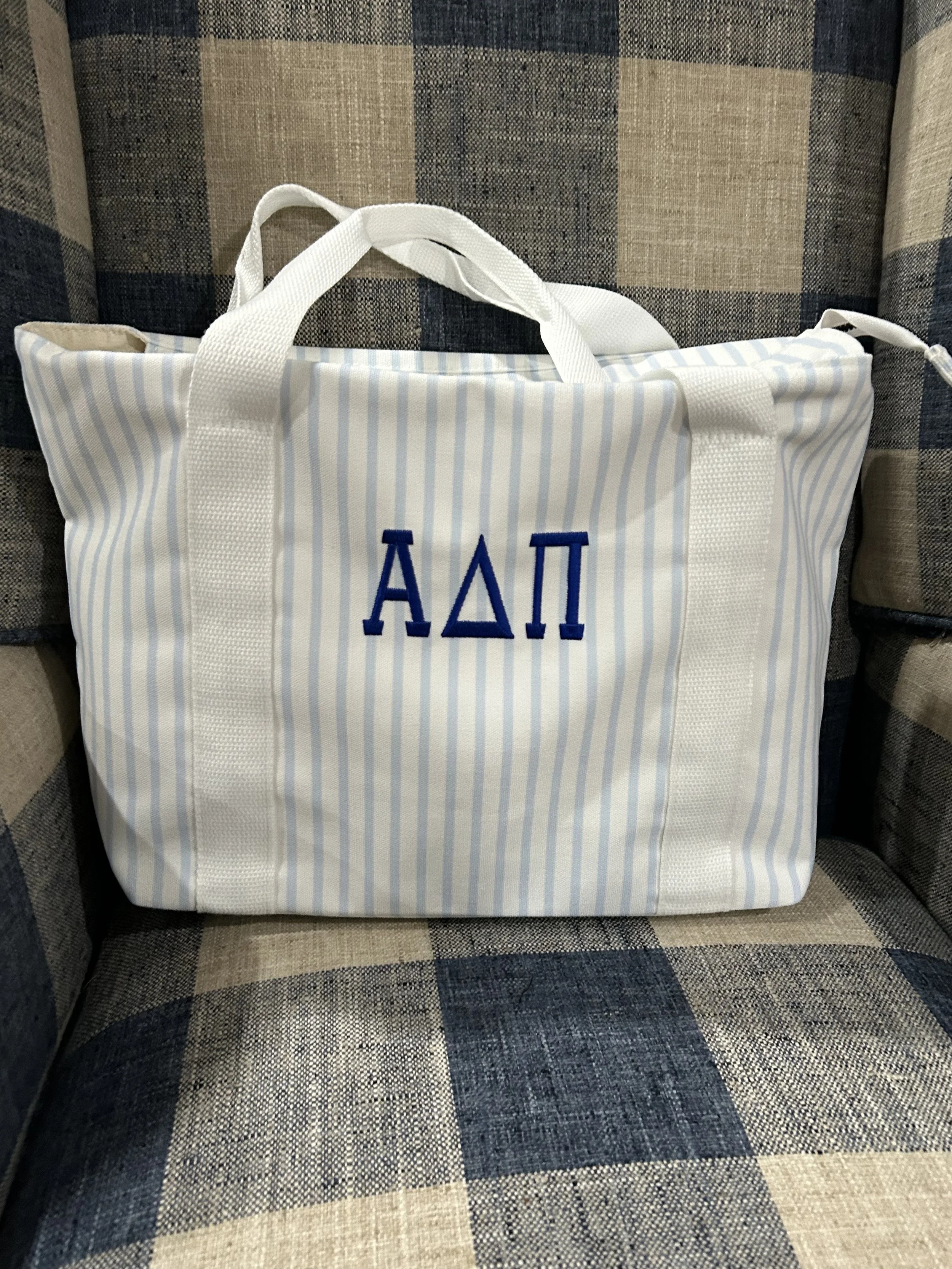 ADPi Light Blue Stripe Tote bag