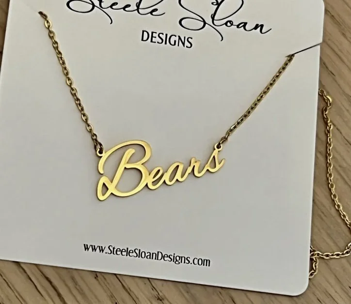 "Bears" script Game Day Necklace by Steele Sloan